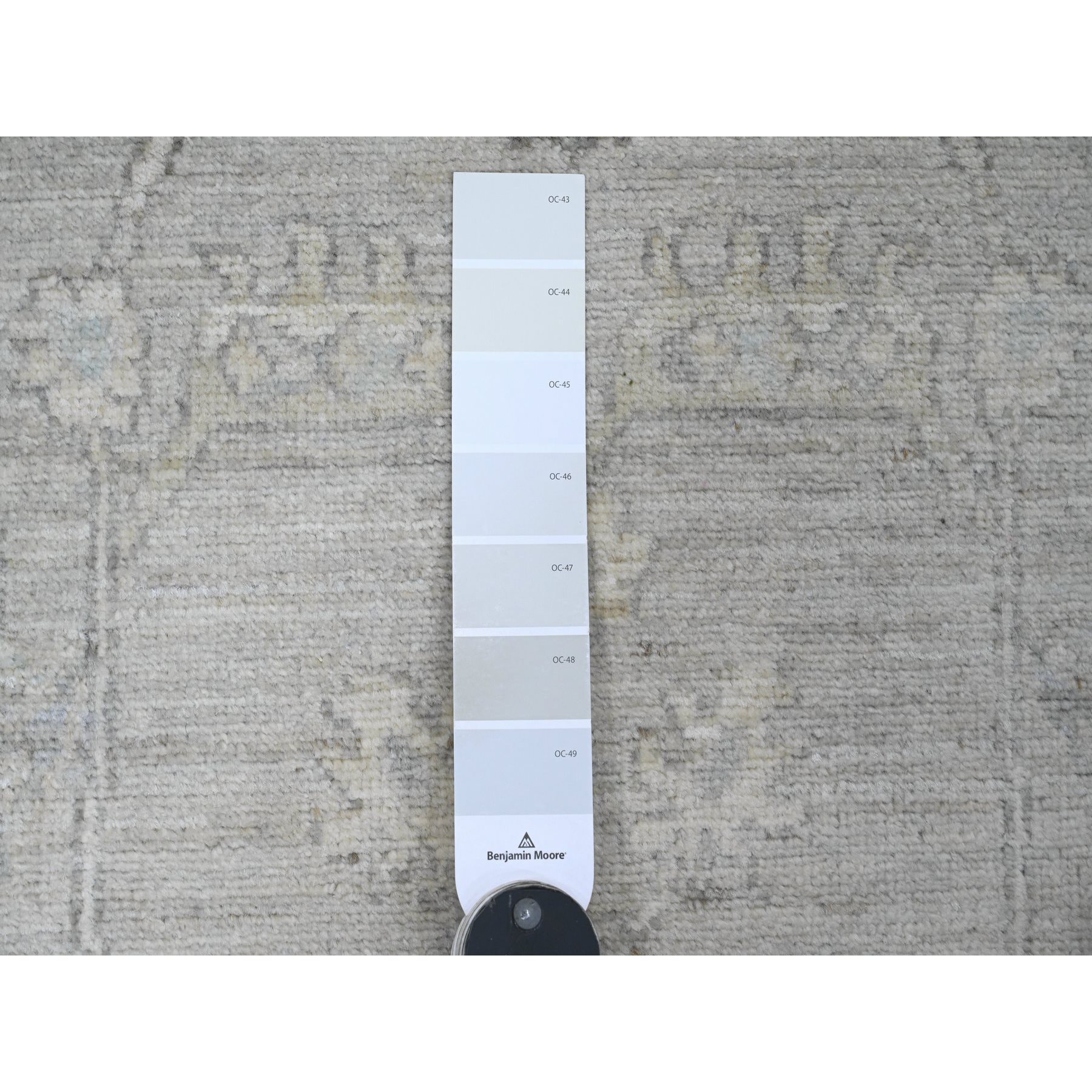 2'8"x10' Oyster Gray, Washed Out Peshawar with All Over Leaf Design, Vegetable Dyes, Hand Knotted, 100% Wool, Runner, Oriental Rug Sh20499