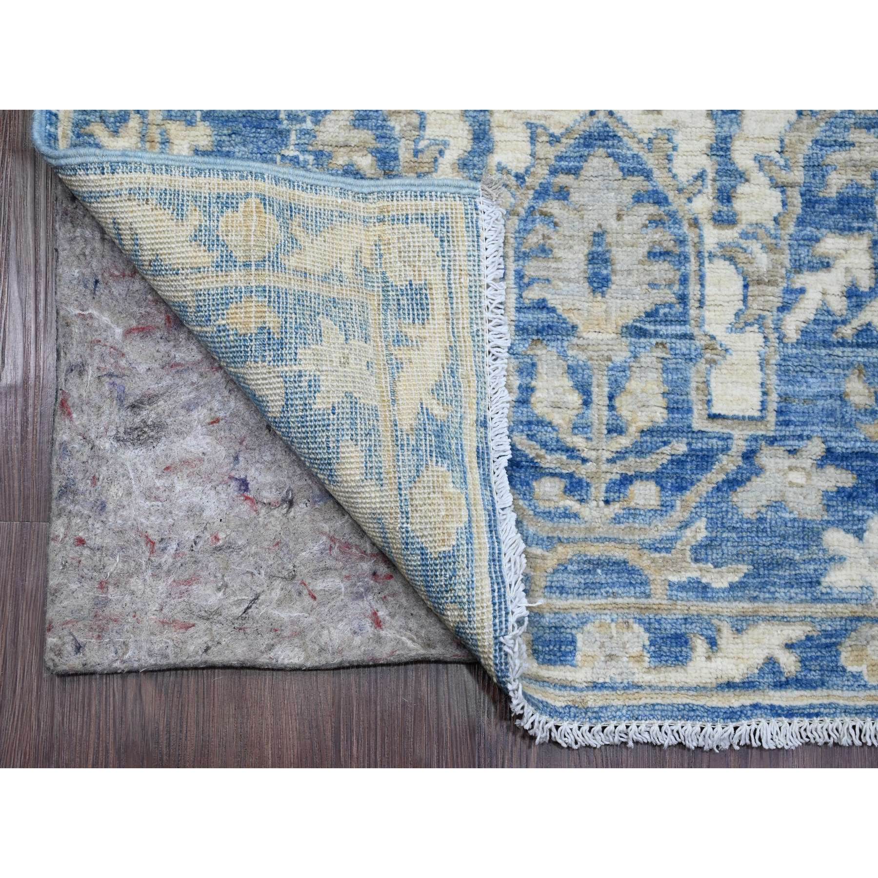 2'9"x11'5" Imperial Blue, Washed Out Peshawar with All Over Pattern, 100% Wool, Hand Knotted, Veggie Dyes, Runner, Oriental Rug Sh20500