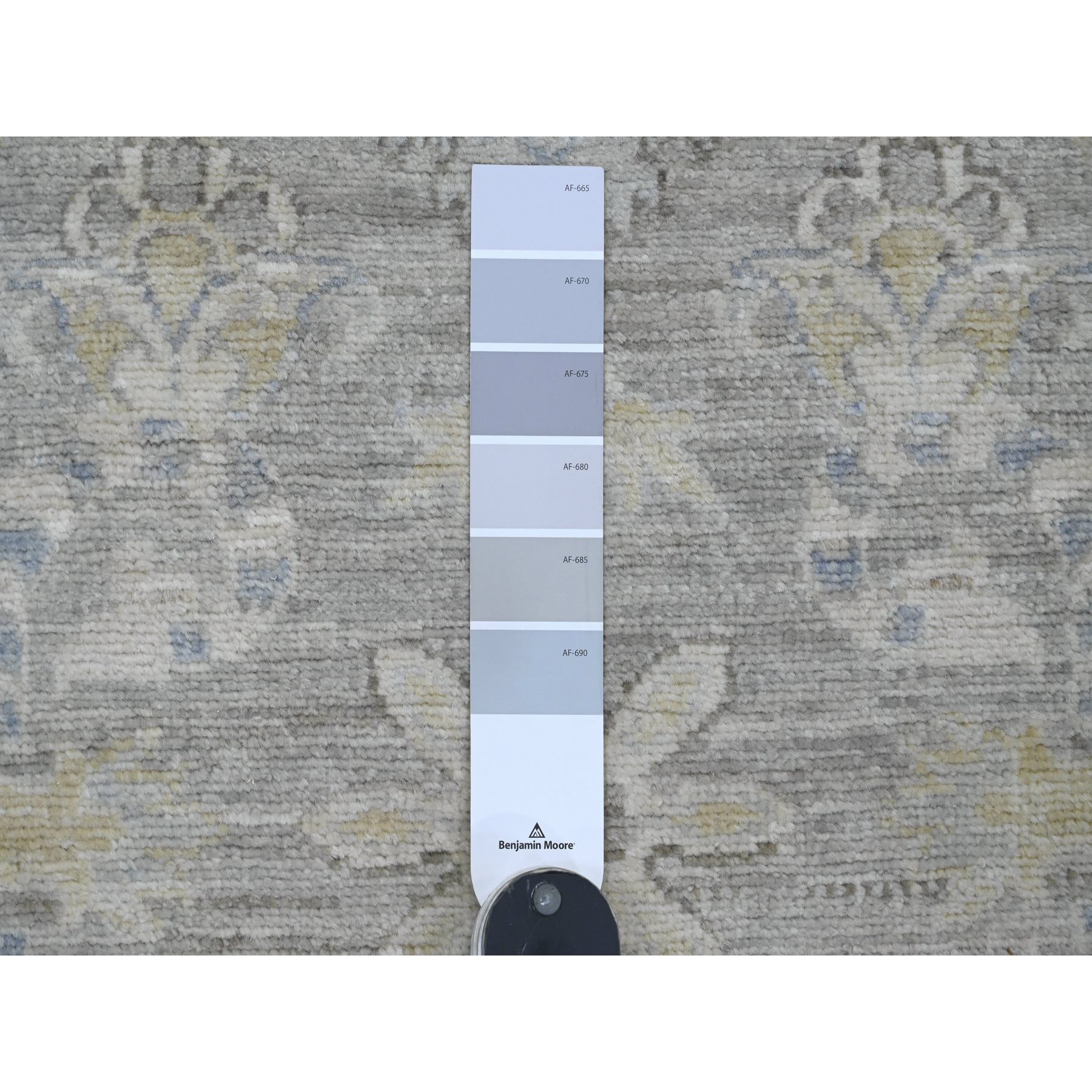2'8"x11'9" Stone Gray, Washed Out Peshawar with Floral Pattern, Hand Knotted, Vegetable Dyes, 100% Wool, Runner, Oriental Rug Sh20504