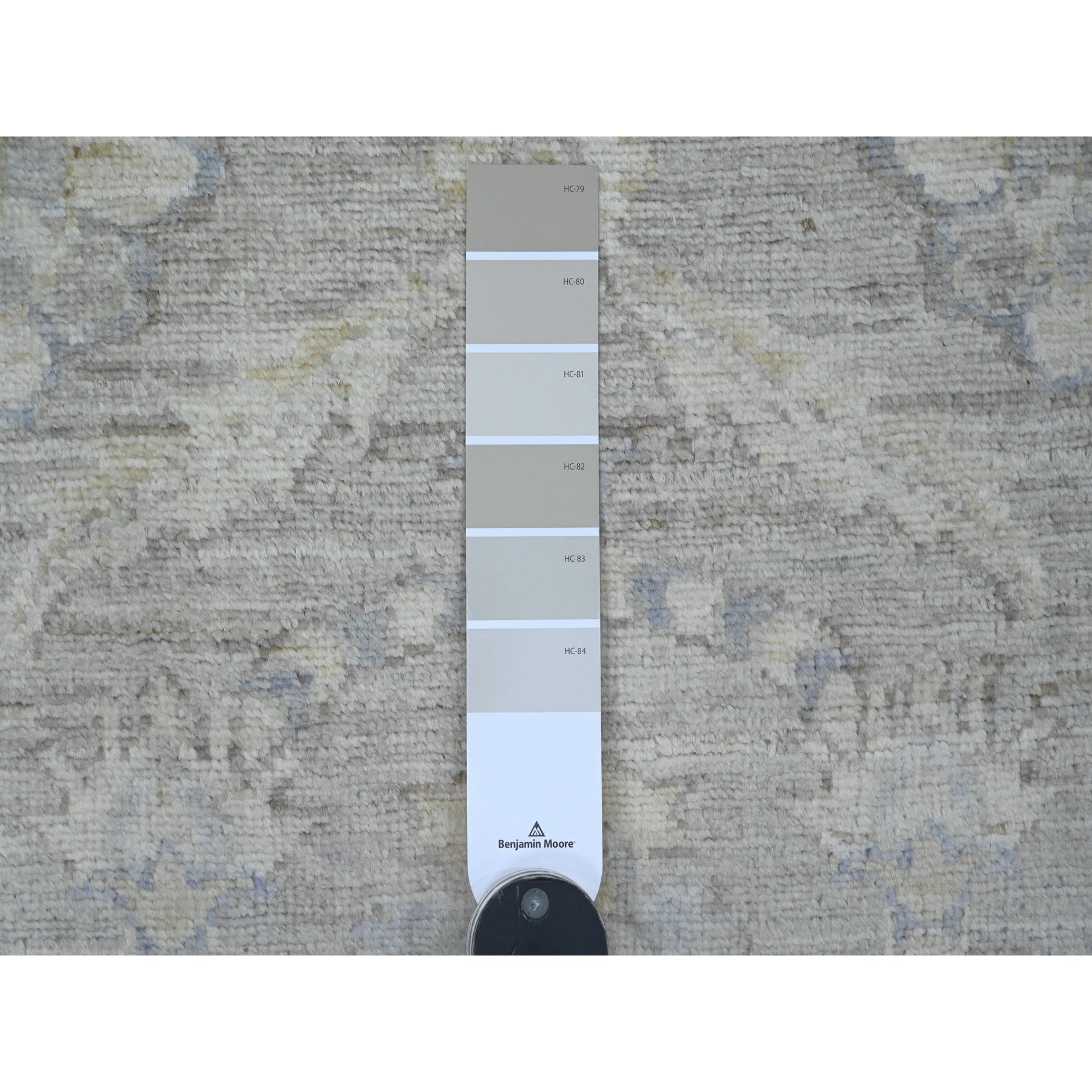 2'8"x16'1" Misty Gray, Stone Washed Peshawar with All Over Leaf Design, Hand Knotted, Vegetable Dyes, 100% Wool, XL Runner, Oriental Rug Sh20507