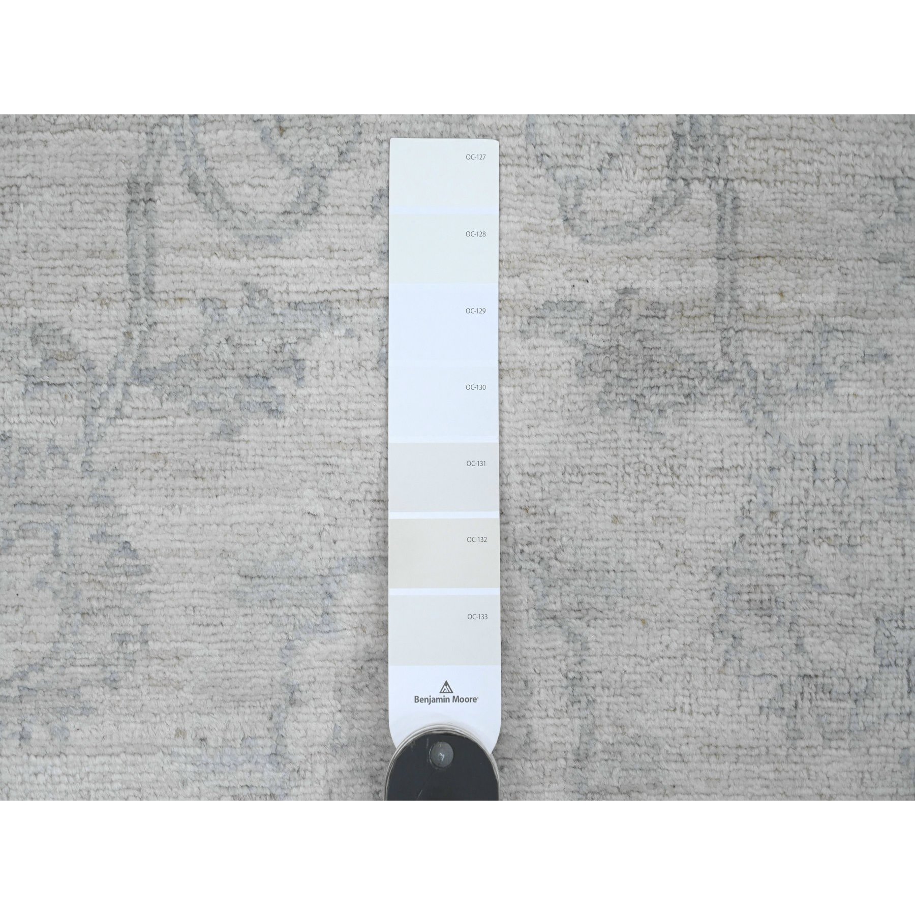 2'5"x11'1" Bone White, Washed Out Peshawar with All Over Leaf Design, Hand Knotted, Natural Dyes, 100% Wool, Runner, Oriental Rug Sh20509