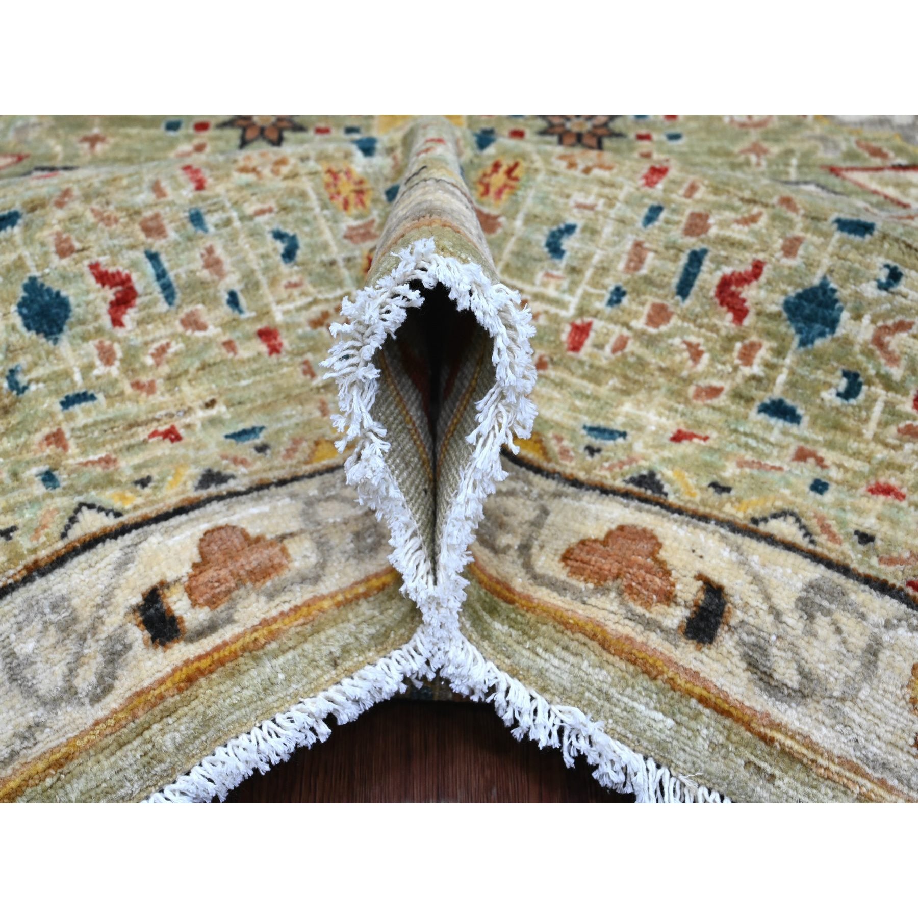 10'x13'4" Laurel Green, 14th Century Mamluk Dynasty Pattern with Large Medallion Design, Hand Knotted, High Mountain Wool, Natural Dyes, Oriental Rug Sh20510