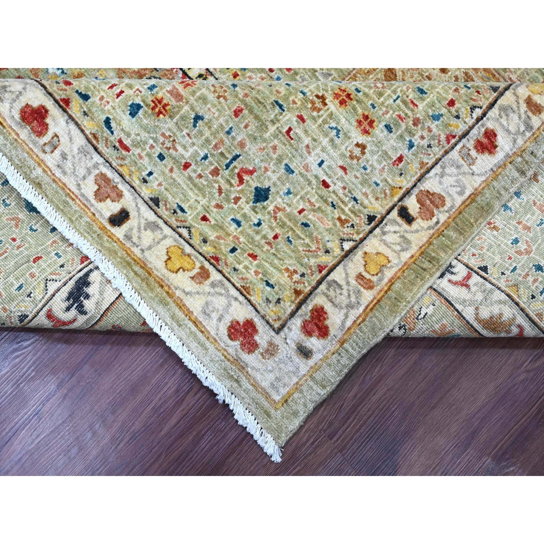 10'x13'4" Laurel Green, 14th Century Mamluk Dynasty Pattern with Large Medallion Design, Hand Knotted, High Mountain Wool, Natural Dyes, Oriental Rug Sh20510