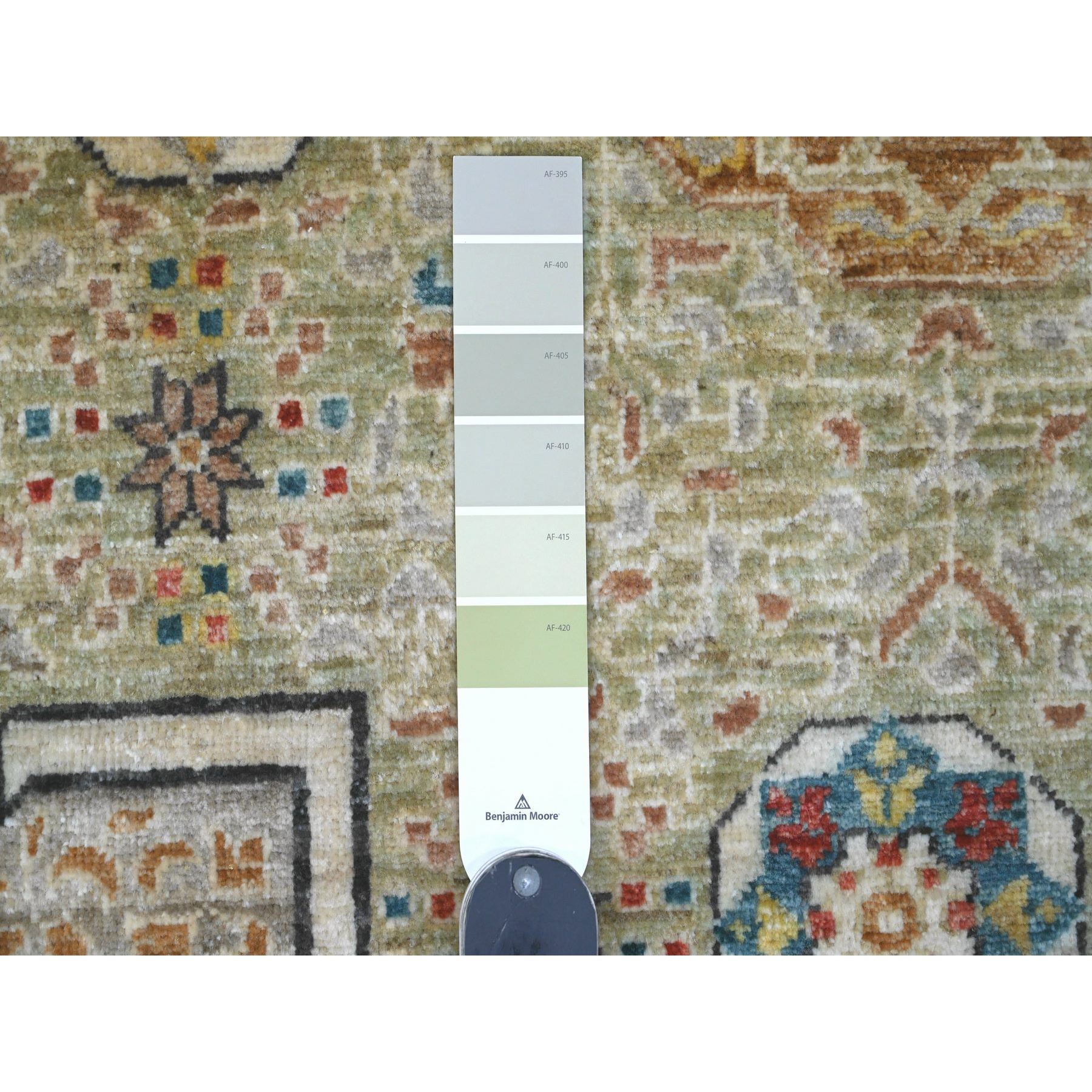 10'x13'4" Laurel Green, 14th Century Mamluk Dynasty Pattern with Large Medallion Design, Hand Knotted, High Mountain Wool, Natural Dyes, Oriental Rug Sh20510