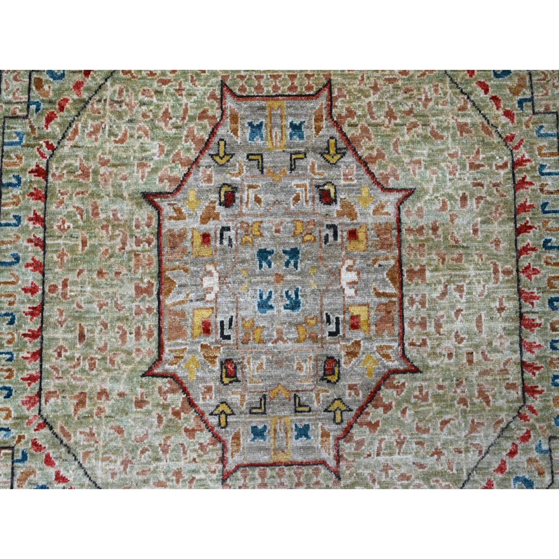 10'x13'4" Laurel Green, 14th Century Mamluk Dynasty Pattern with Large Medallion Design, Hand Knotted, High Mountain Wool, Natural Dyes, Oriental Rug Sh20510