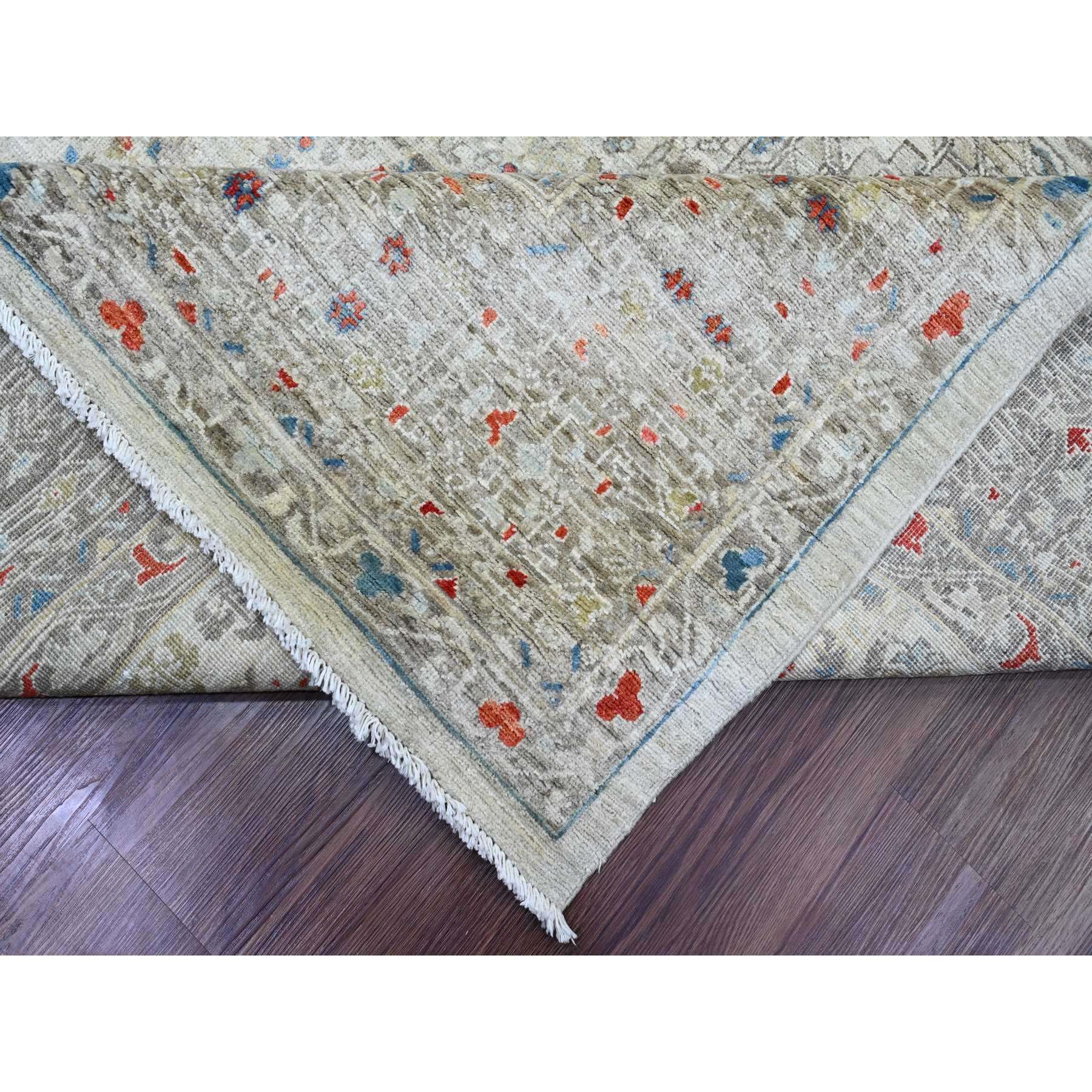 10'x14'1" Cloud Gray, 14th Century Mamluk Dynasty Pattern with Large Medallion Design, High Mountain Wool, Hand Knotted, Natural Dyes, Oriental Rug Sh20511
