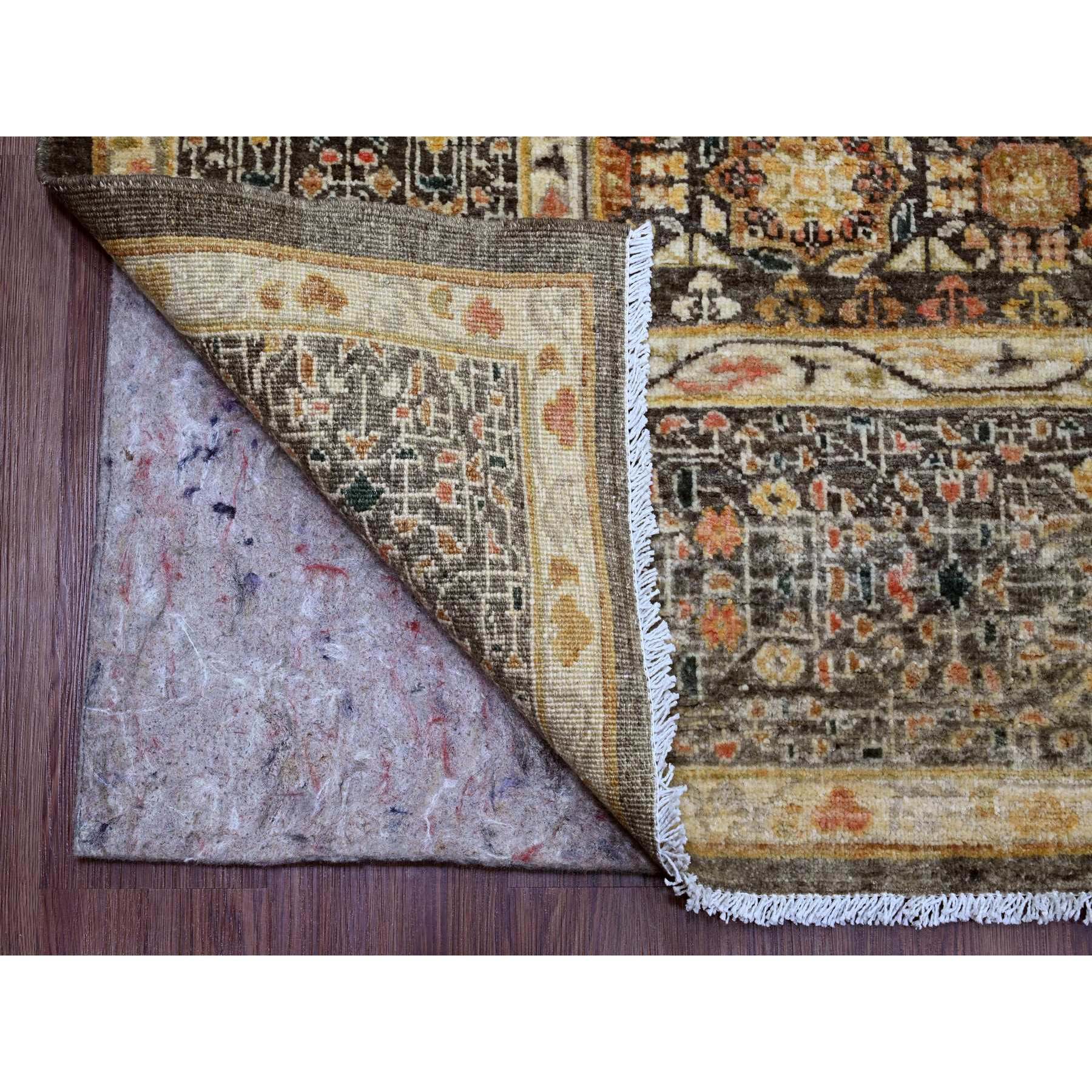 8'4"x9'6" Cedar Brown, 14th Century Mamluk Dynasty Pattern with Star Medallion Design, Vegetable Dyes, Hand Knotted, Abrash, High Mountain Wool, Oriental Rug Sh20512