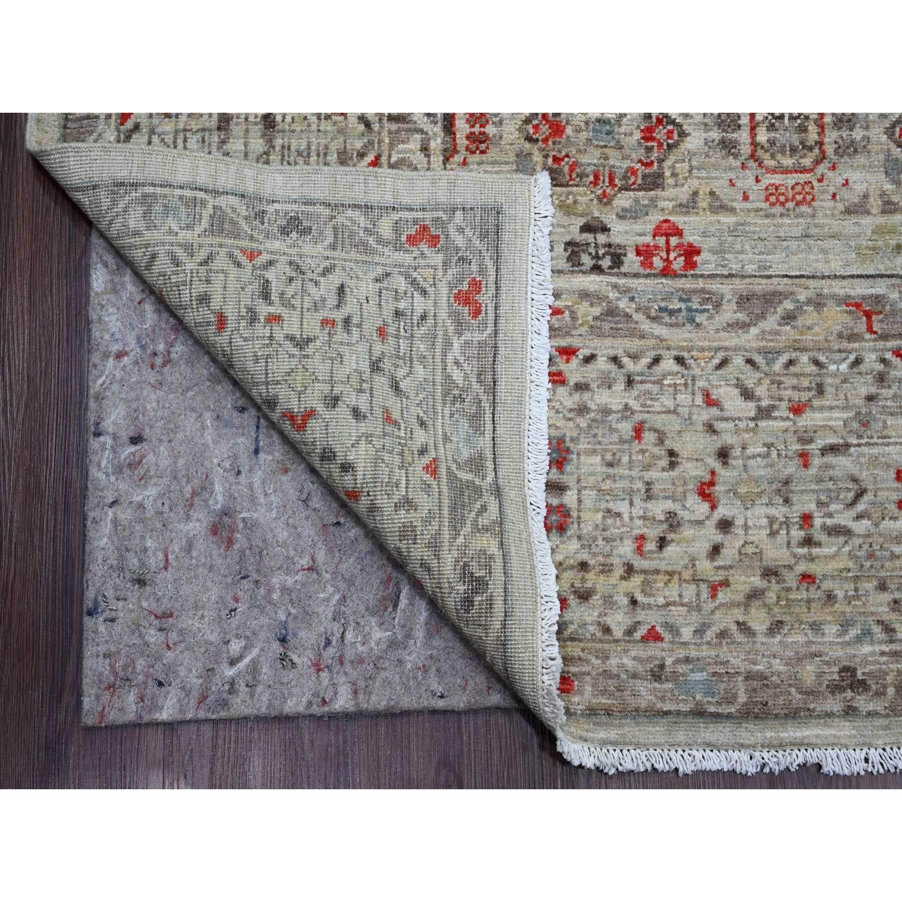 9'x11'10" Medium Gray, 14th Century Mamluk Dynasty Pattern with Geometric Medallion Design, Hand Knotted, 100% Wool, Natural Dyes, Oriental Rug Sh20513