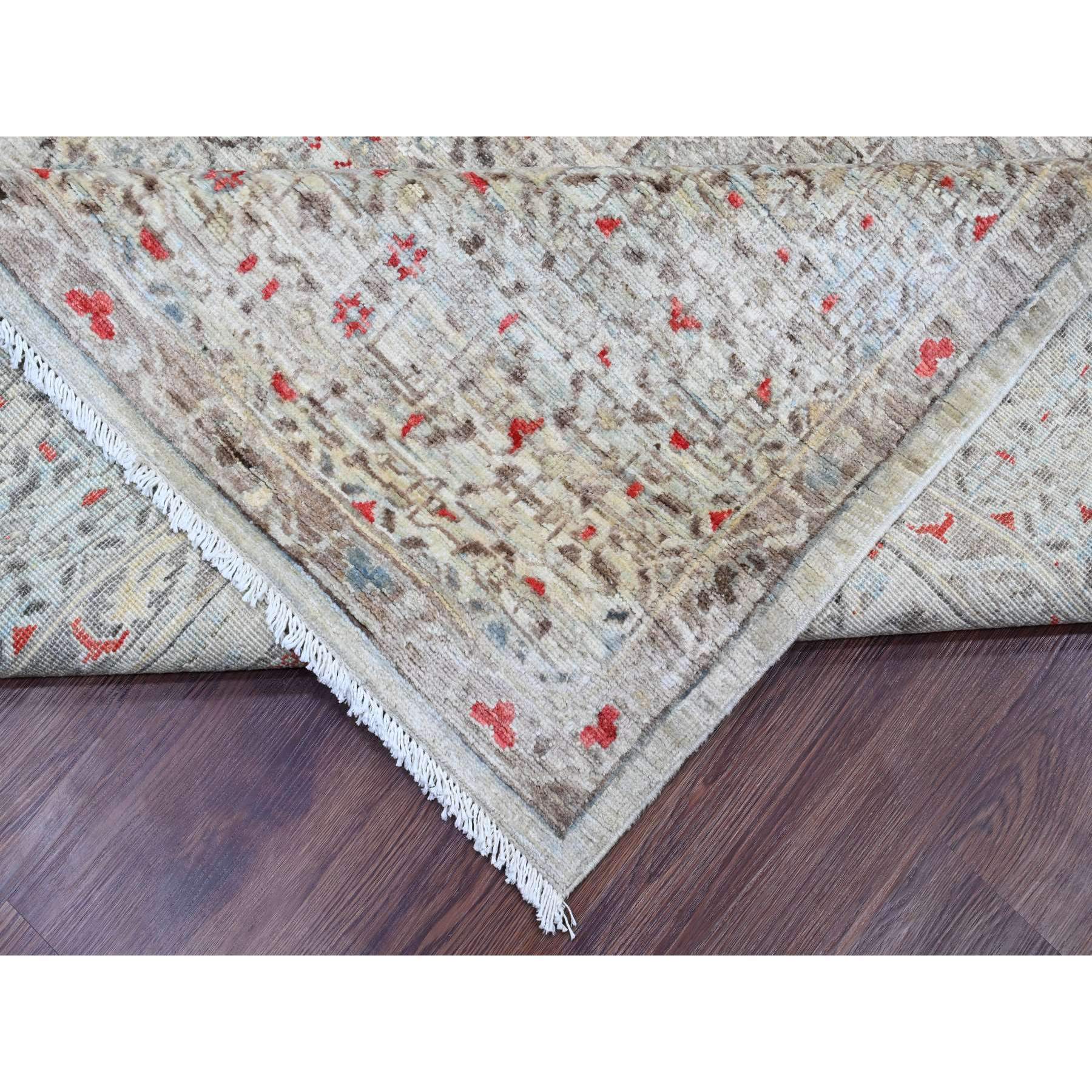 9'x11'10" Medium Gray, 14th Century Mamluk Dynasty Pattern with Geometric Medallion Design, Hand Knotted, 100% Wool, Natural Dyes, Oriental Rug Sh20513