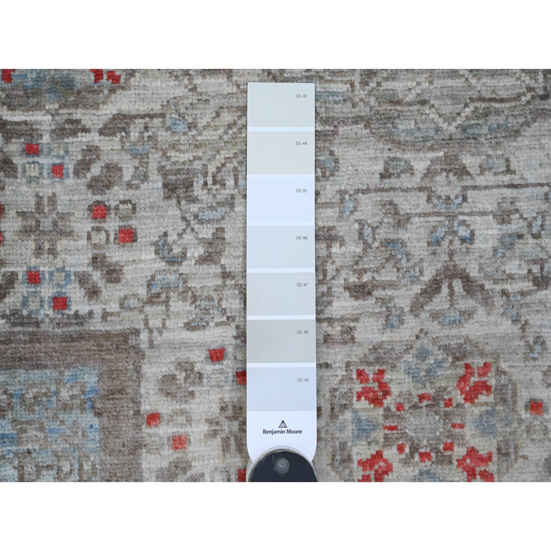 9'x11'10" Medium Gray, 14th Century Mamluk Dynasty Pattern with Geometric Medallion Design, Hand Knotted, 100% Wool, Natural Dyes, Oriental Rug Sh20513