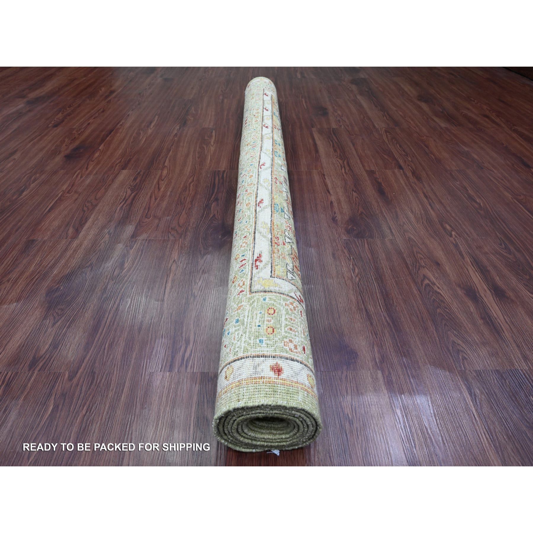 6'1"x9'1" Olive Green, 14th Century Mamluk Dynasty Pattern with Large Medallion Design, Hand Knotted, High Mountain Wool, Veggie Dyes, Oriental Rug Sh20514