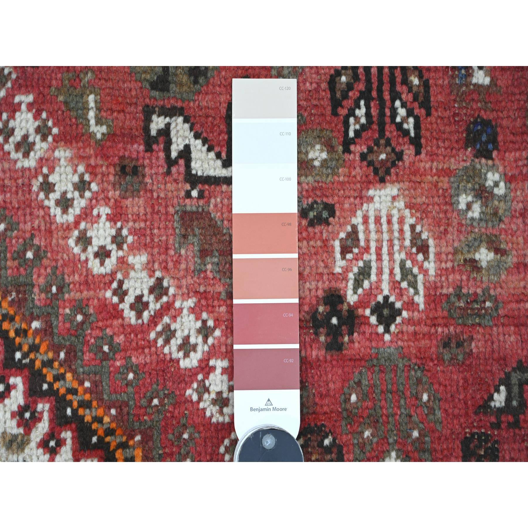 6'10"x10'3" Blush Red, Vintage Persian Shiraz with Small Bird Figurines, Excellent Condition, Clean, Evenly Worn, Hand Knotted, 100% Wool, Oriental Rug Sh20520