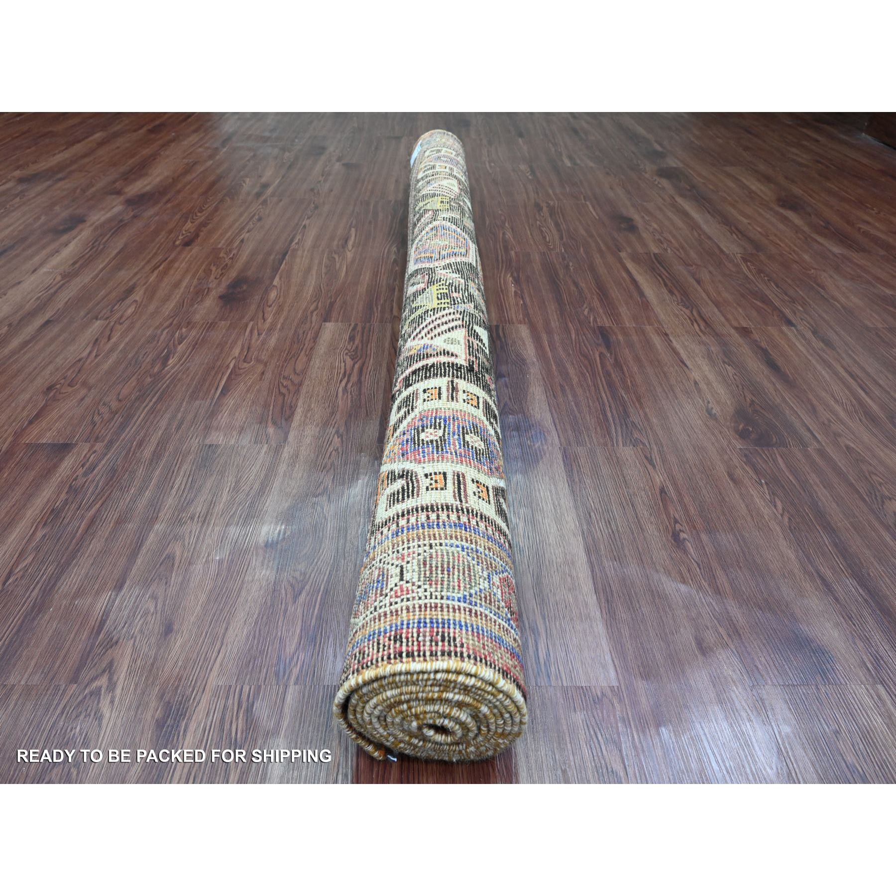 6'10"x10'3" Blush Red, Vintage Persian Shiraz with Small Bird Figurines, Excellent Condition, Clean, Evenly Worn, Hand Knotted, 100% Wool, Oriental Rug Sh20520