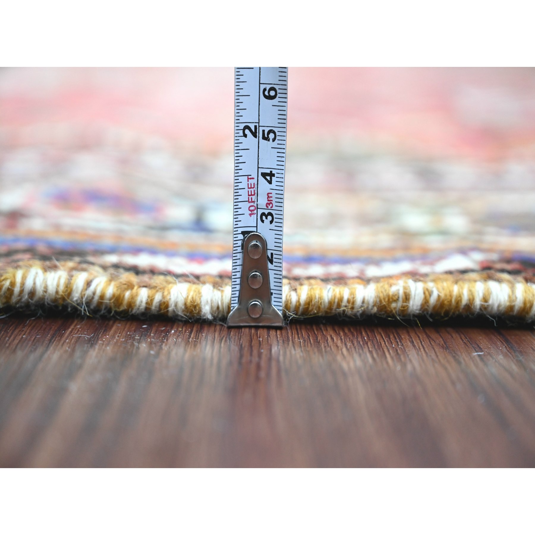 6'10"x10'3" Blush Red, Vintage Persian Shiraz with Small Bird Figurines, Excellent Condition, Clean, Evenly Worn, Hand Knotted, 100% Wool, Oriental Rug Sh20520