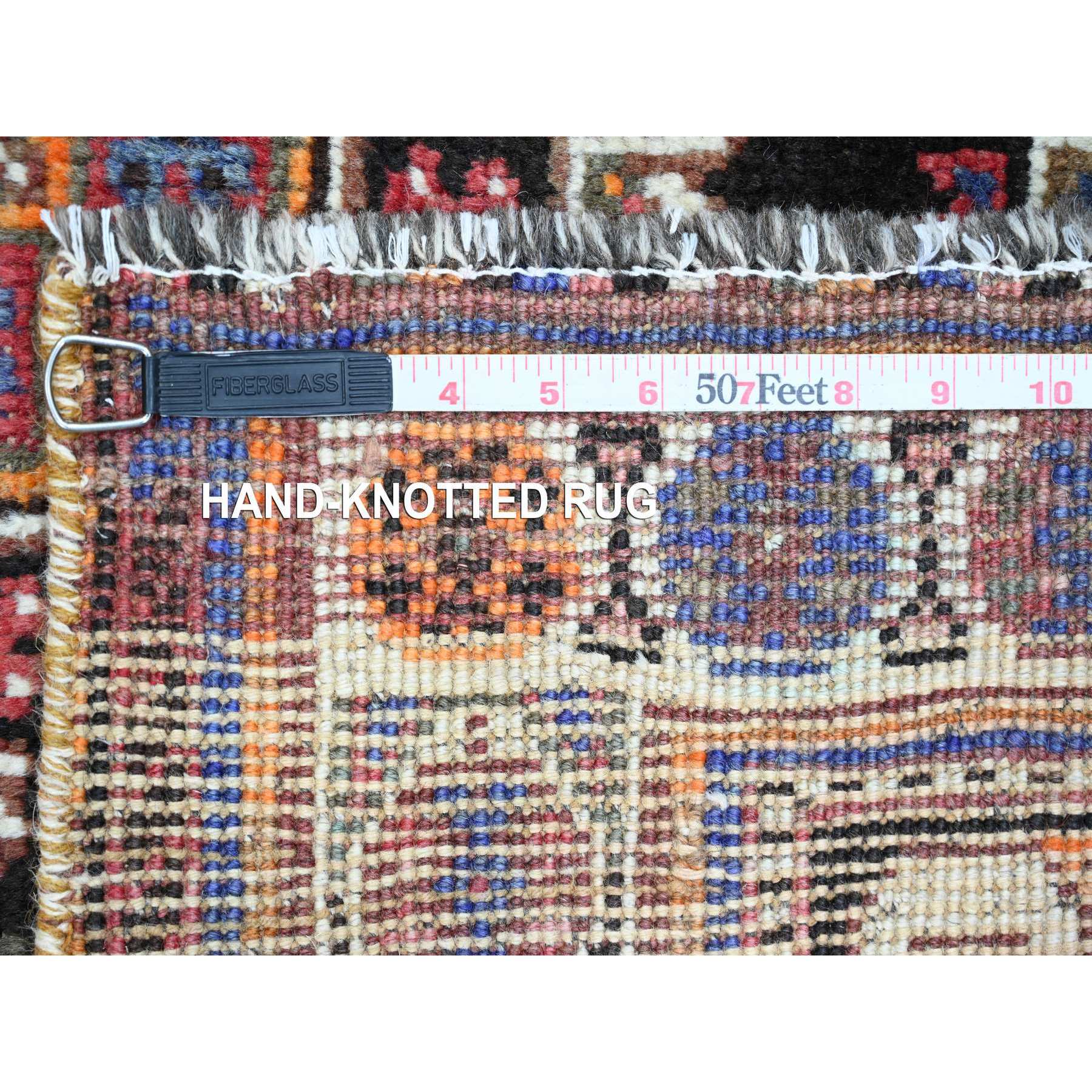 6'10"x10'3" Blush Red, Vintage Persian Shiraz with Small Bird Figurines, Excellent Condition, Clean, Evenly Worn, Hand Knotted, 100% Wool, Oriental Rug Sh20520