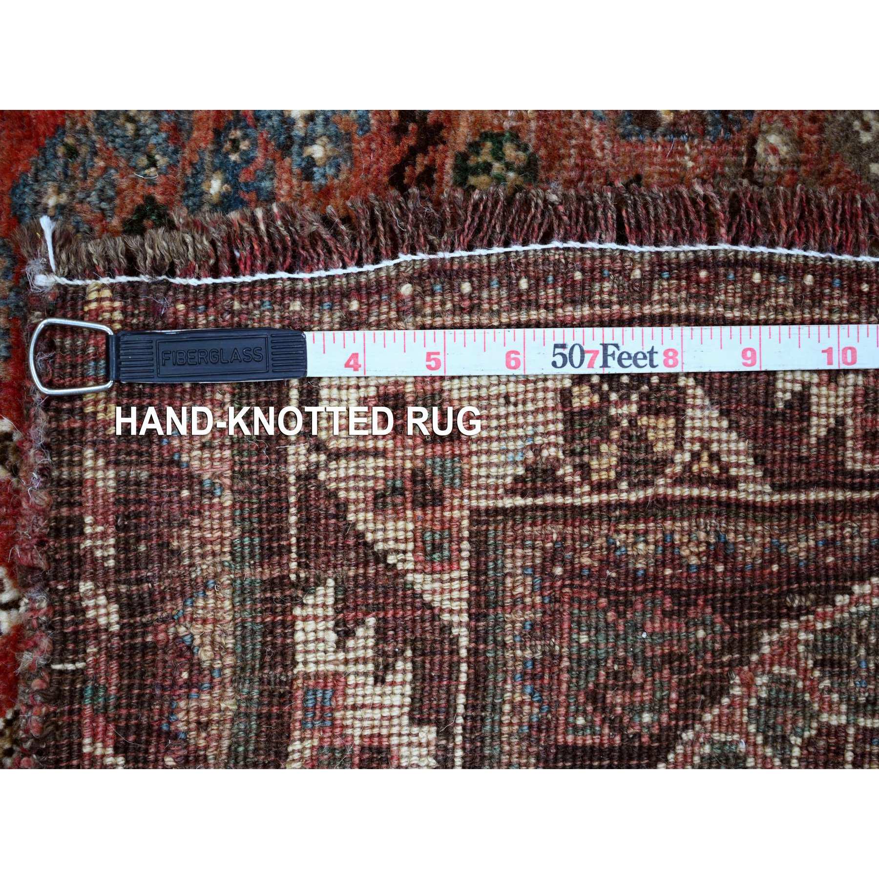 5'5"x8'3" Blush Red, Vintage Persian Shiraz with Tribal Design, Excellent Condition, Clean, Evenly Worn, Hand Knotted, Pure Wool, Oriental Rug Sh20522