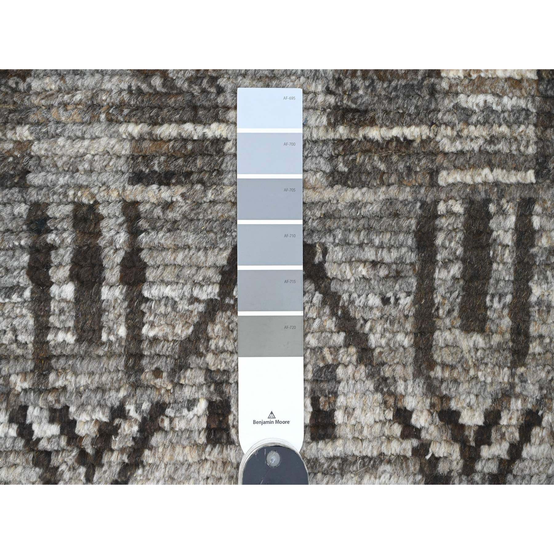 8'x10'3" Shades of Gray, Moroccan Weave with Geometric Design, Hand Knotted, Soft Wool, Tone on Tone, Textured Pile, Oriental Rug Sh20525