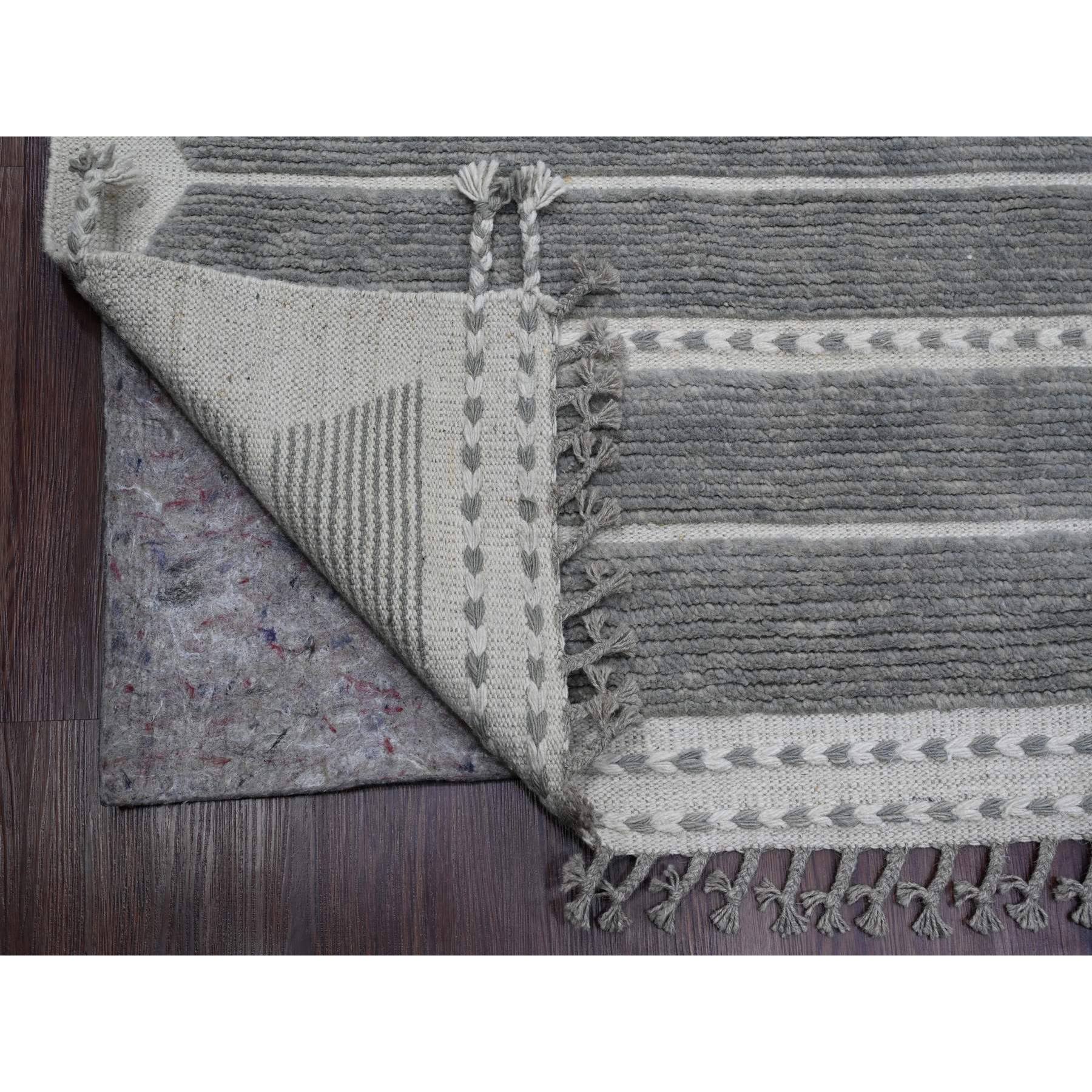 8'x10'7" Spanish Gray, Moroccan Weave with Geometric Pattern, Soft Wool, Hand Knotted, Tone on Tone, Textured Pile, Oriental Rug Sh20526