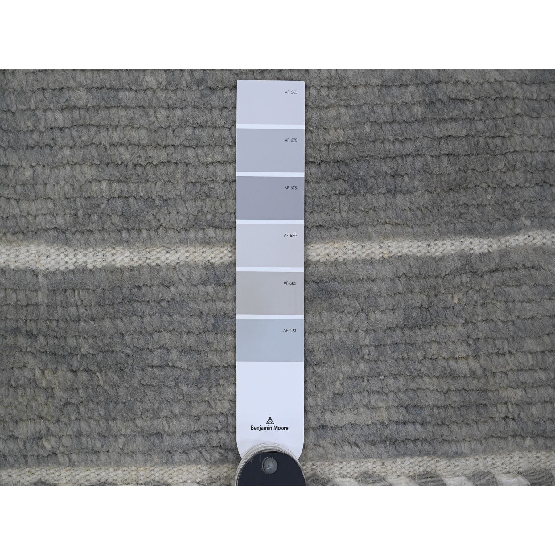8'x10'7" Spanish Gray, Moroccan Weave with Geometric Pattern, Soft Wool, Hand Knotted, Tone on Tone, Textured Pile, Oriental Rug Sh20526