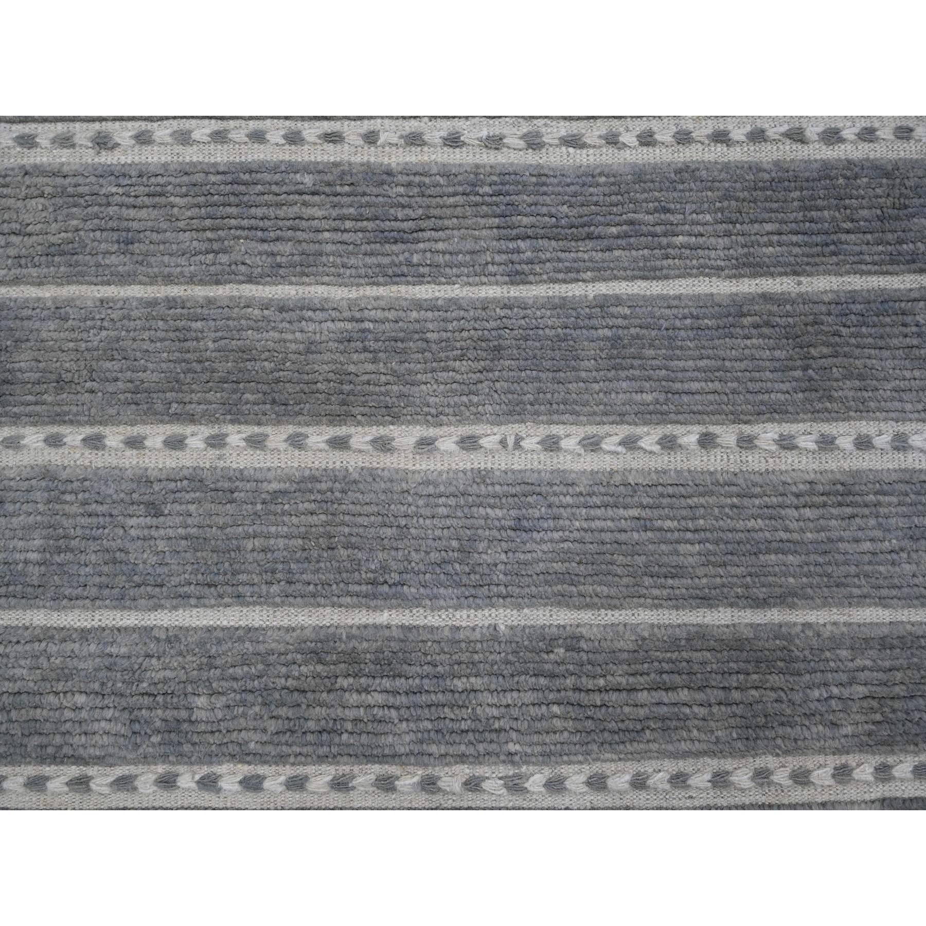 8'x10'7" Spanish Gray, Moroccan Weave with Geometric Pattern, Soft Wool, Hand Knotted, Tone on Tone, Textured Pile, Oriental Rug Sh20526