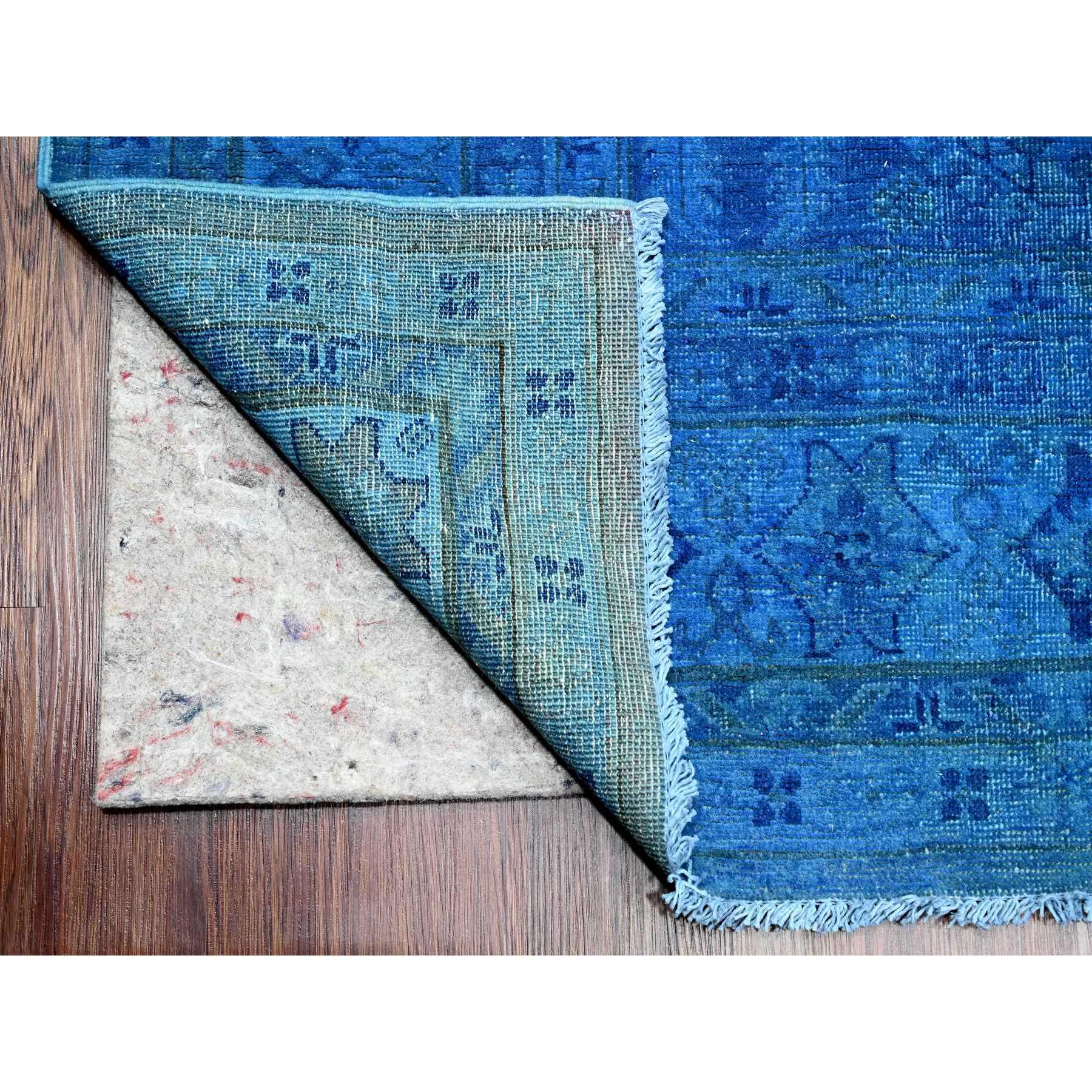 8'x10' Imperial Blue, Overdyed Kazak with Star Medallion Design, Pure Wool, Hand Knotted, Oriental Rug Sh20527