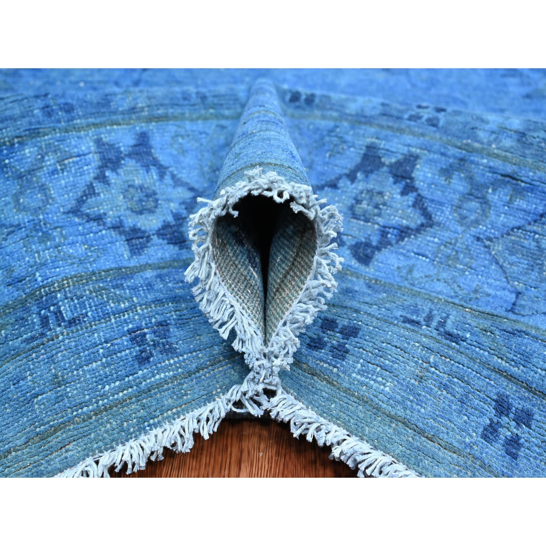 8'x10' Imperial Blue, Overdyed Kazak with Star Medallion Design, Pure Wool, Hand Knotted, Oriental Rug Sh20527