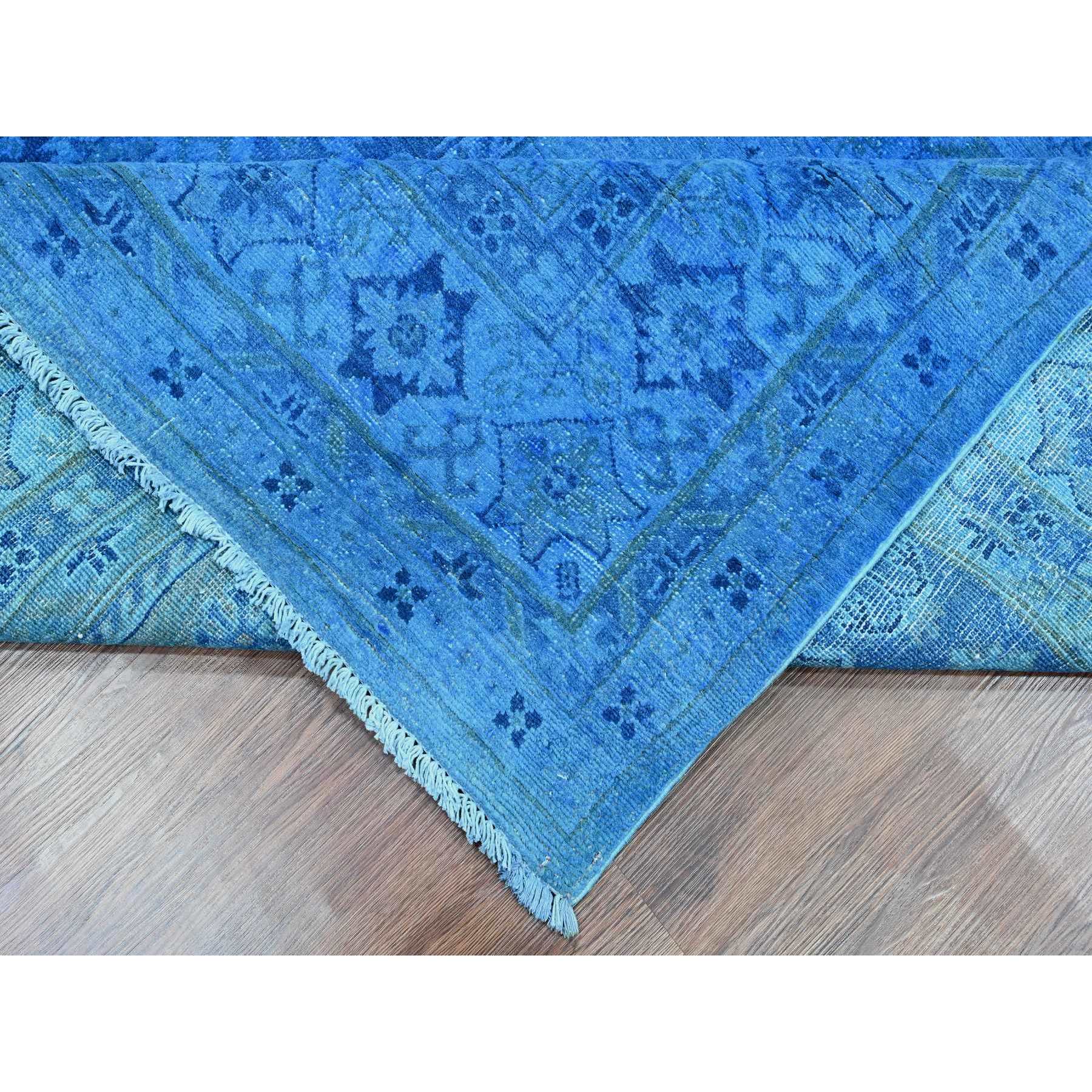 8'x10' Imperial Blue, Overdyed Kazak with Star Medallion Design, Pure Wool, Hand Knotted, Oriental Rug Sh20527