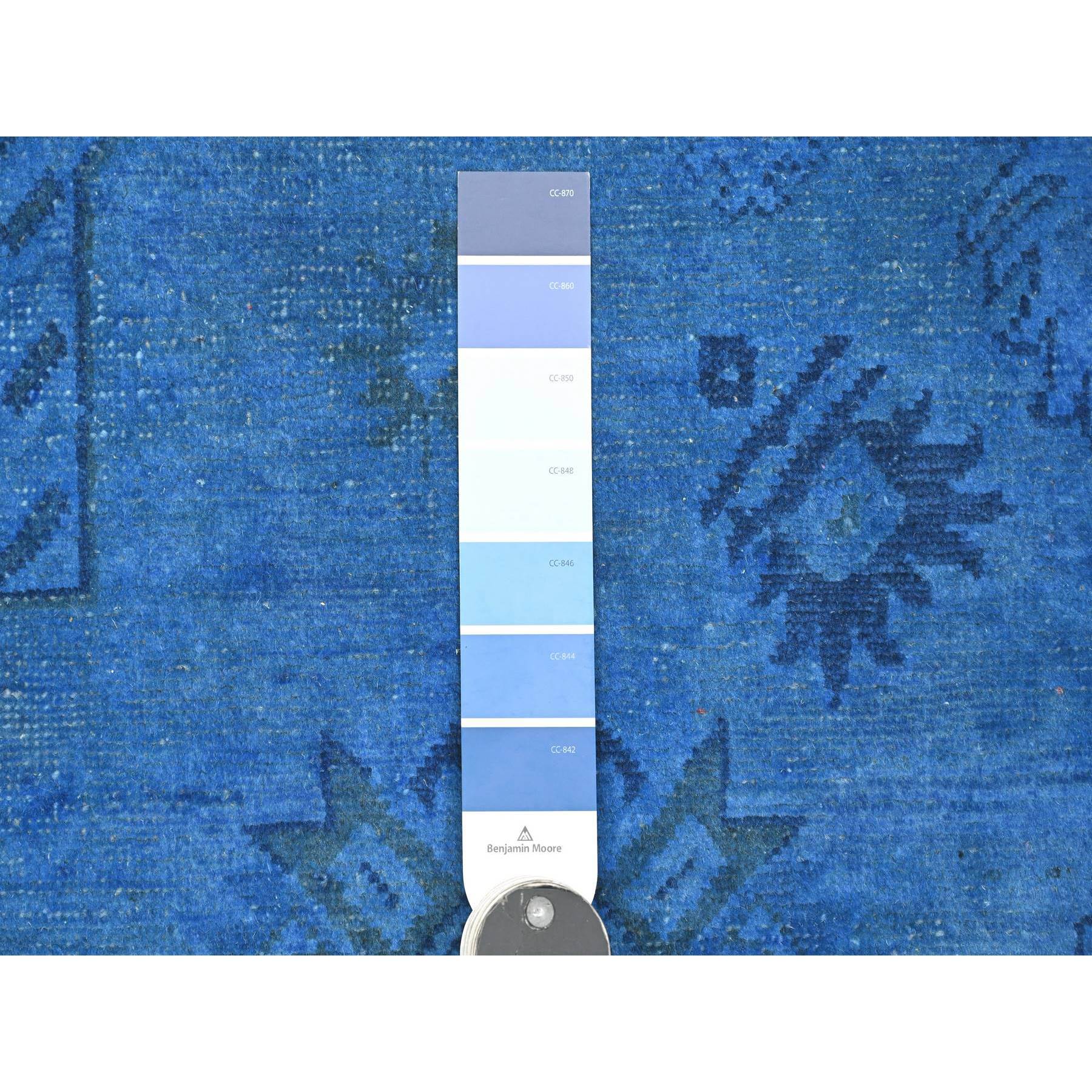 8'x10' Imperial Blue, Overdyed Kazak with Star Medallion Design, Pure Wool, Hand Knotted, Oriental Rug Sh20527