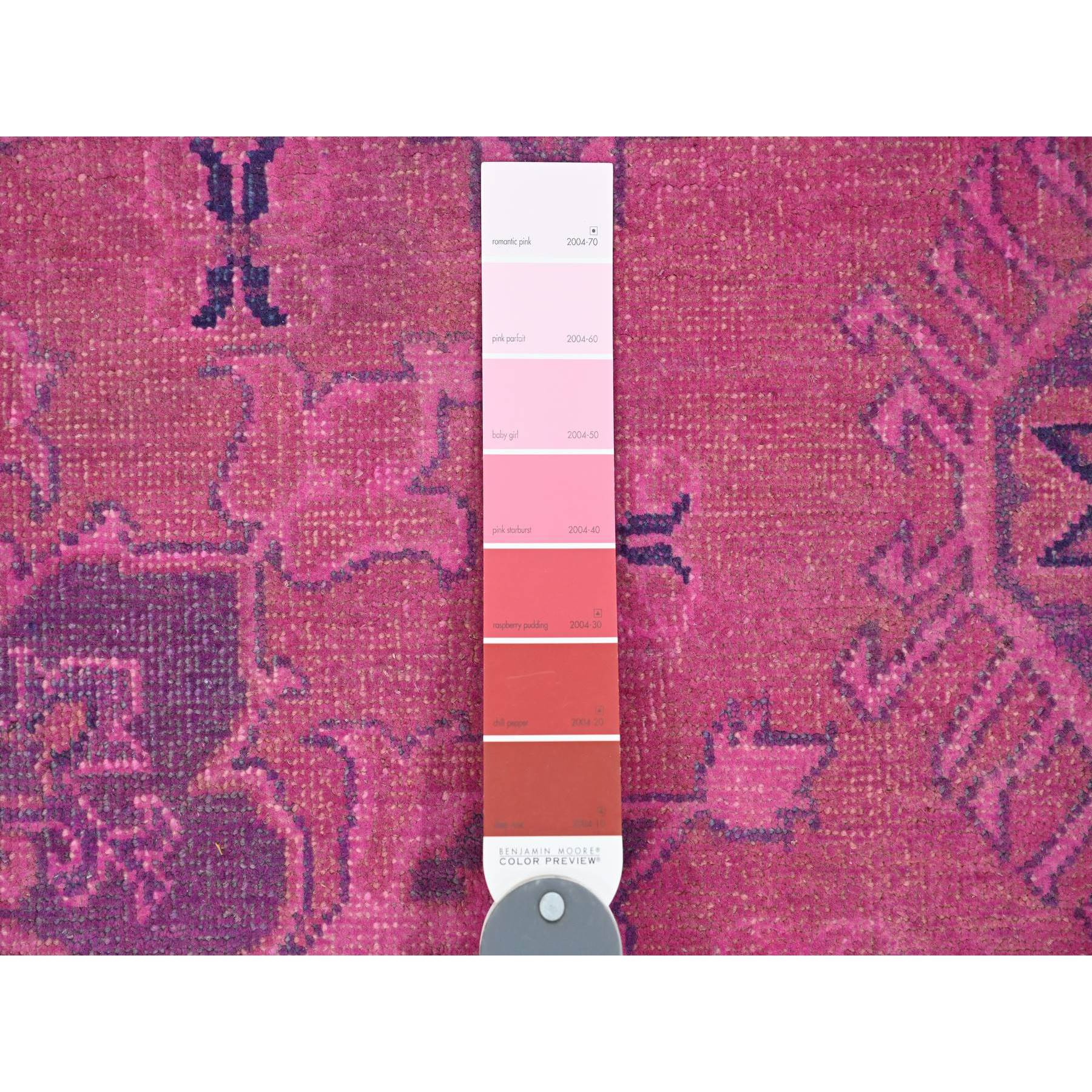 8'6"x11'4" Taffy Pink, Overdyed Kazak with Tribal Medallion Design, Hand Knotted, 100% Wool, Oriental Rug Sh20528