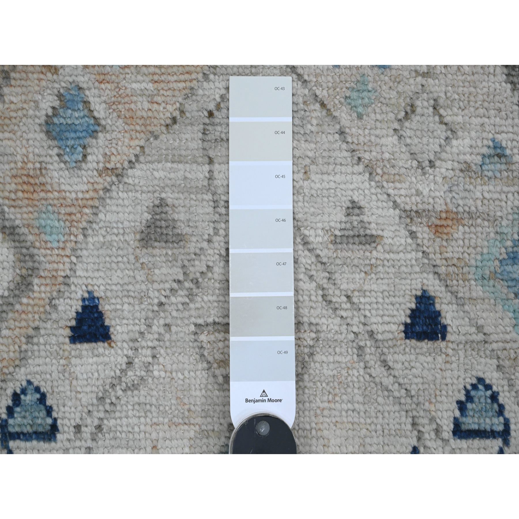3'1"x11'8" Chiffon White, Anatolian Village Inspired Design with Geometric Pattern, High Mountain Wool, Vegetable Dyes, Hand Knotted, Runner, Oriental Rug Sh20530