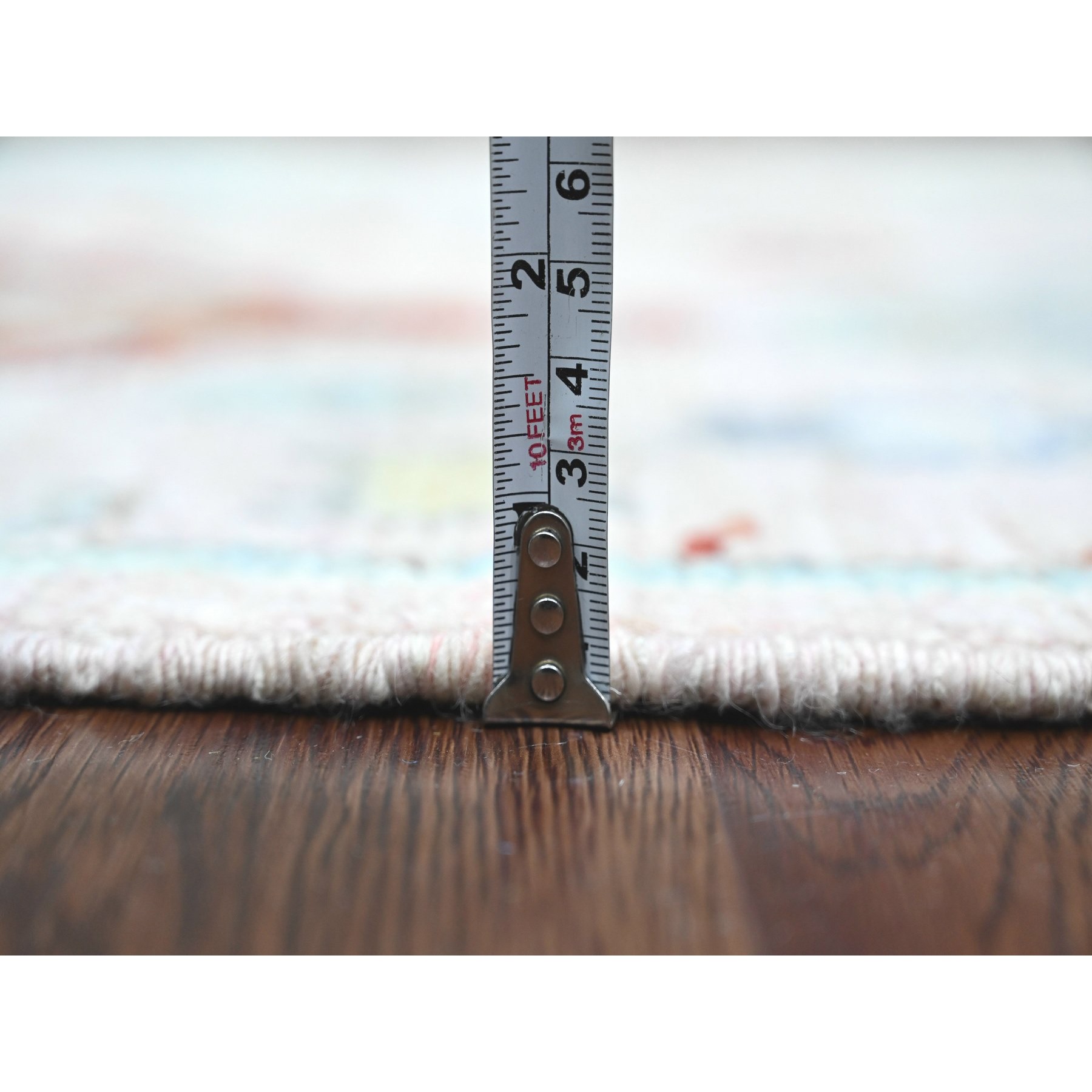 4'x6'2" Crepe Pink, Anatolian Village Inspired with Bird Figurines and Medallions Design, High Mountain Wool, Hand Knotted, Natural Dyes, Oriental Rug Sh20534