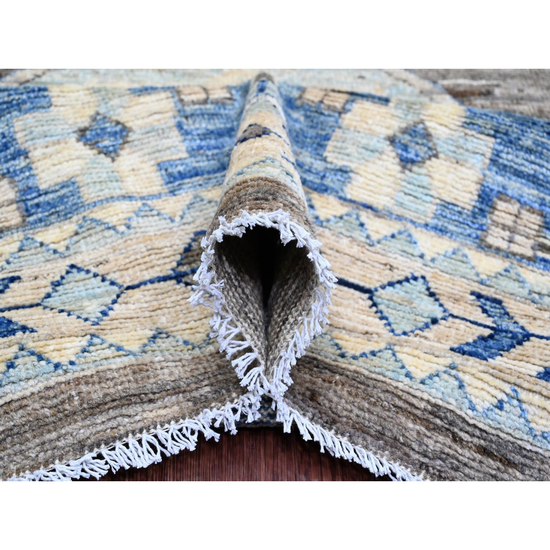 11'8"x15'6" Walnut Brown, Afghan Peshawar with Anatolian Village Inspired Design, High Mountain Wool, Hand Knotted, Oversized, Oriental Rug Sh20538