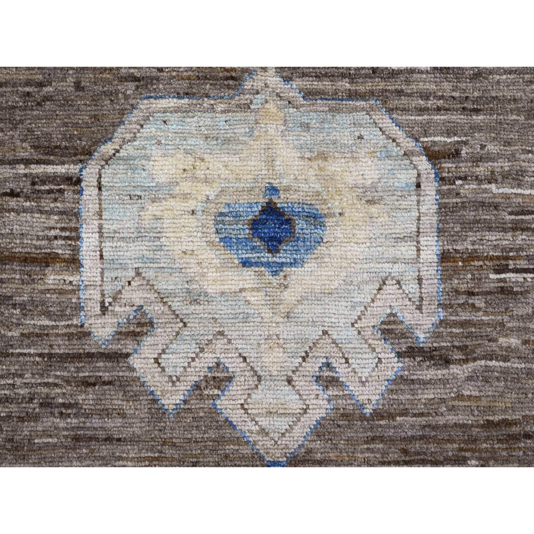 11'8"x15'6" Walnut Brown, Afghan Peshawar with Anatolian Village Inspired Design, High Mountain Wool, Hand Knotted, Oversized, Oriental Rug Sh20538