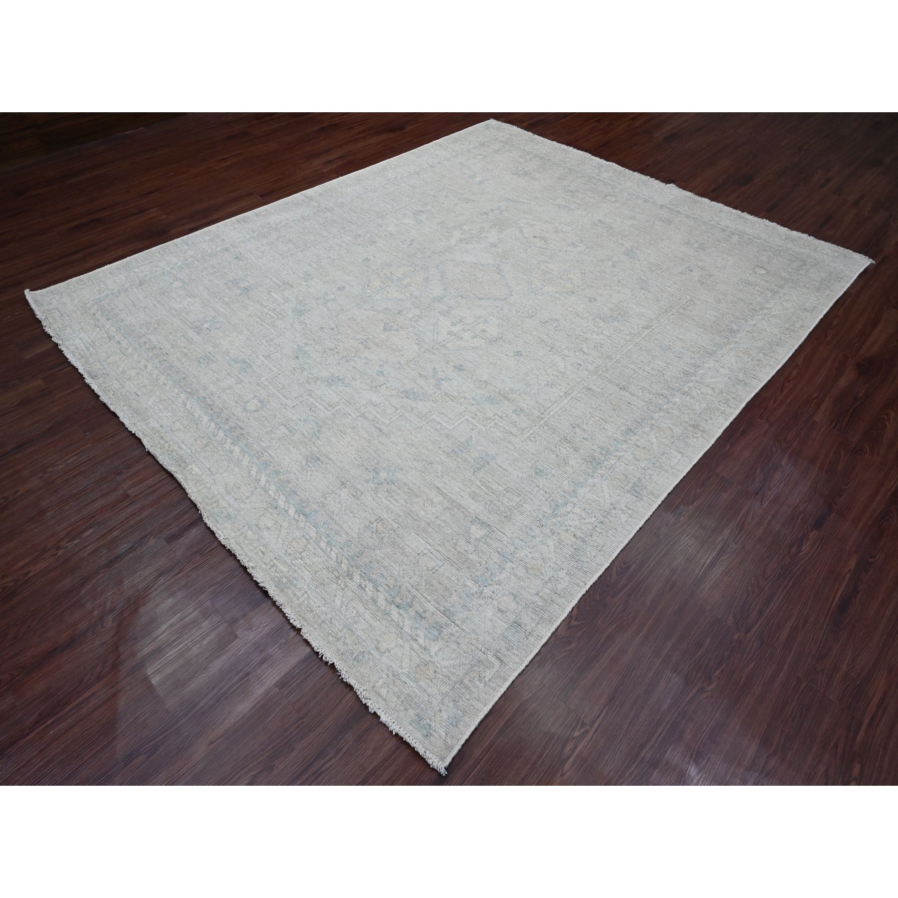 8'x9'8" Cloud Gray, Anatolian Village Inspired Design with Washed Out Colors, Hand Knotted, High Mountain Wool, Oriental Rug Sh20539