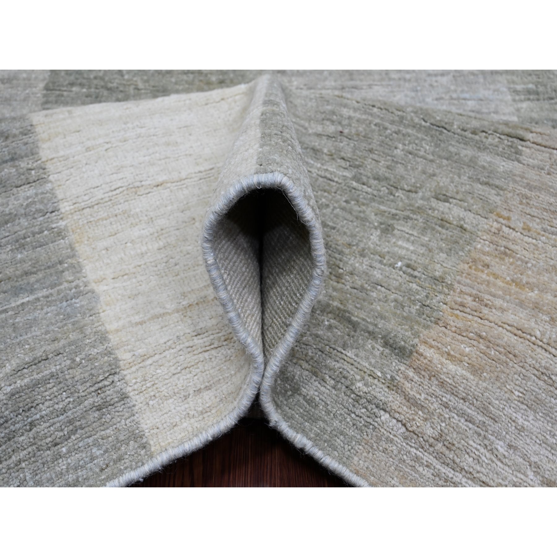 8'9"x11'6" Shades of Gray, Bauhaus Inspired Design, Geometric and Line Pattern, Hand Knotted, 100% Wool, Oriental Rug Sh20540