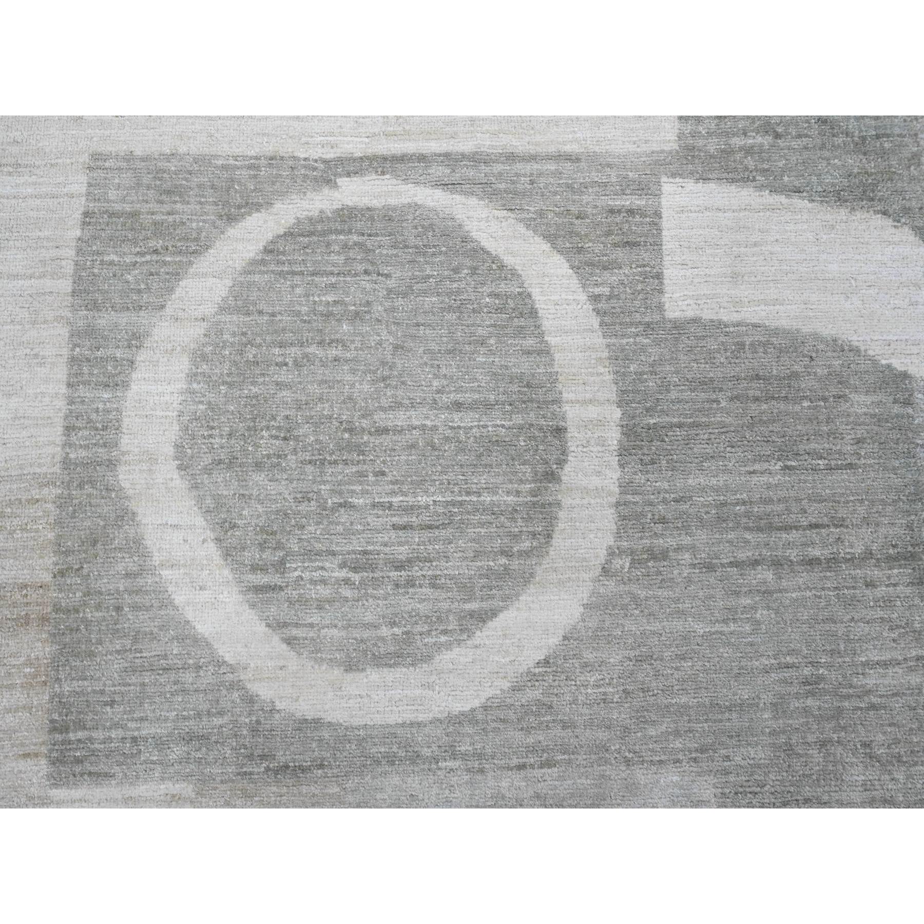 8'9"x11'6" Shades of Gray, Bauhaus Inspired Design, Geometric and Line Pattern, Hand Knotted, 100% Wool, Oriental Rug Sh20540