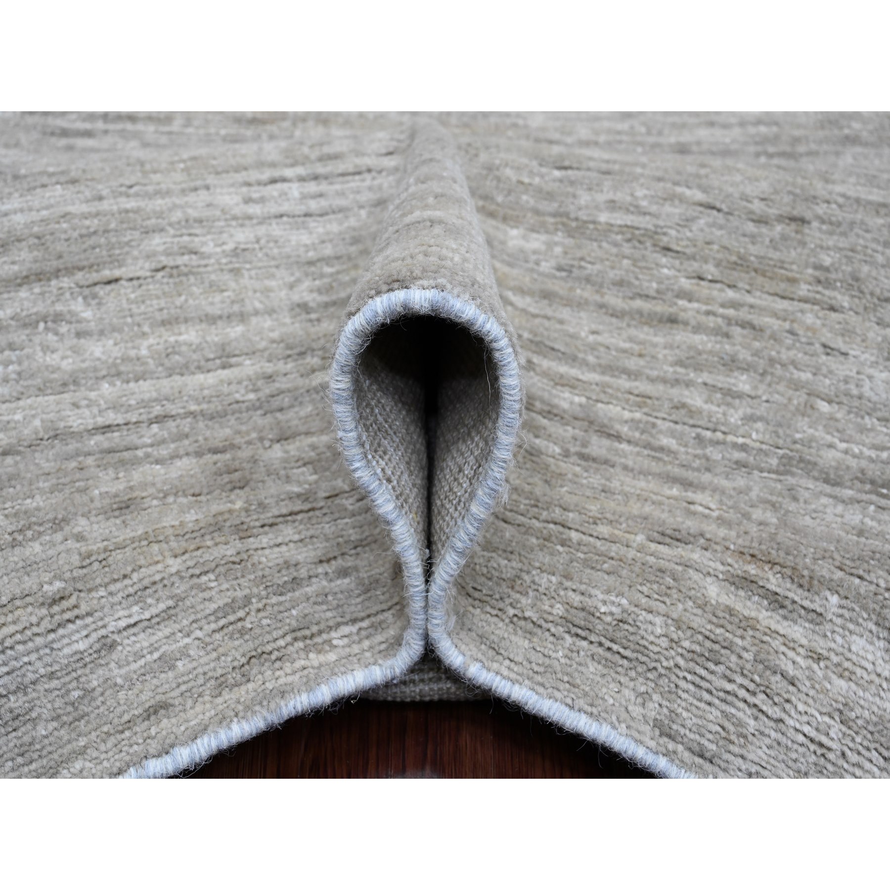 9'6"x11'3" Spanish Gray, Hand Spun Ghazni Wool, Plain Solid Pattern, Hand Knotted, Lush and Plush, Oriental Rug Sh20543