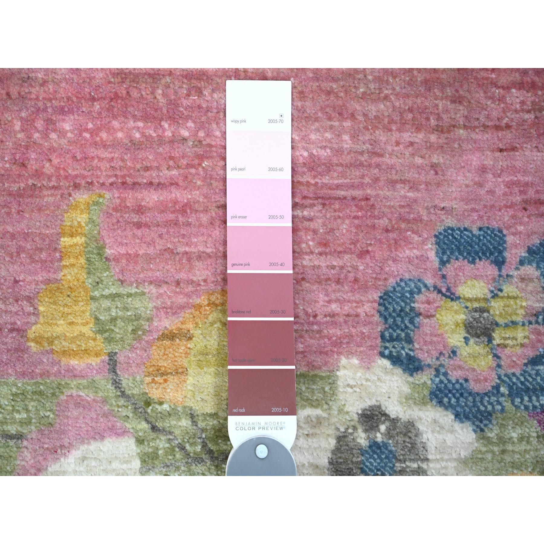 9'x12'3" Swamp Green, Chinese Art Deco Inspired Peshawar, Hand Knotted, Vegetable Dyes, Pure Wool, Oriental Rug Sh20545