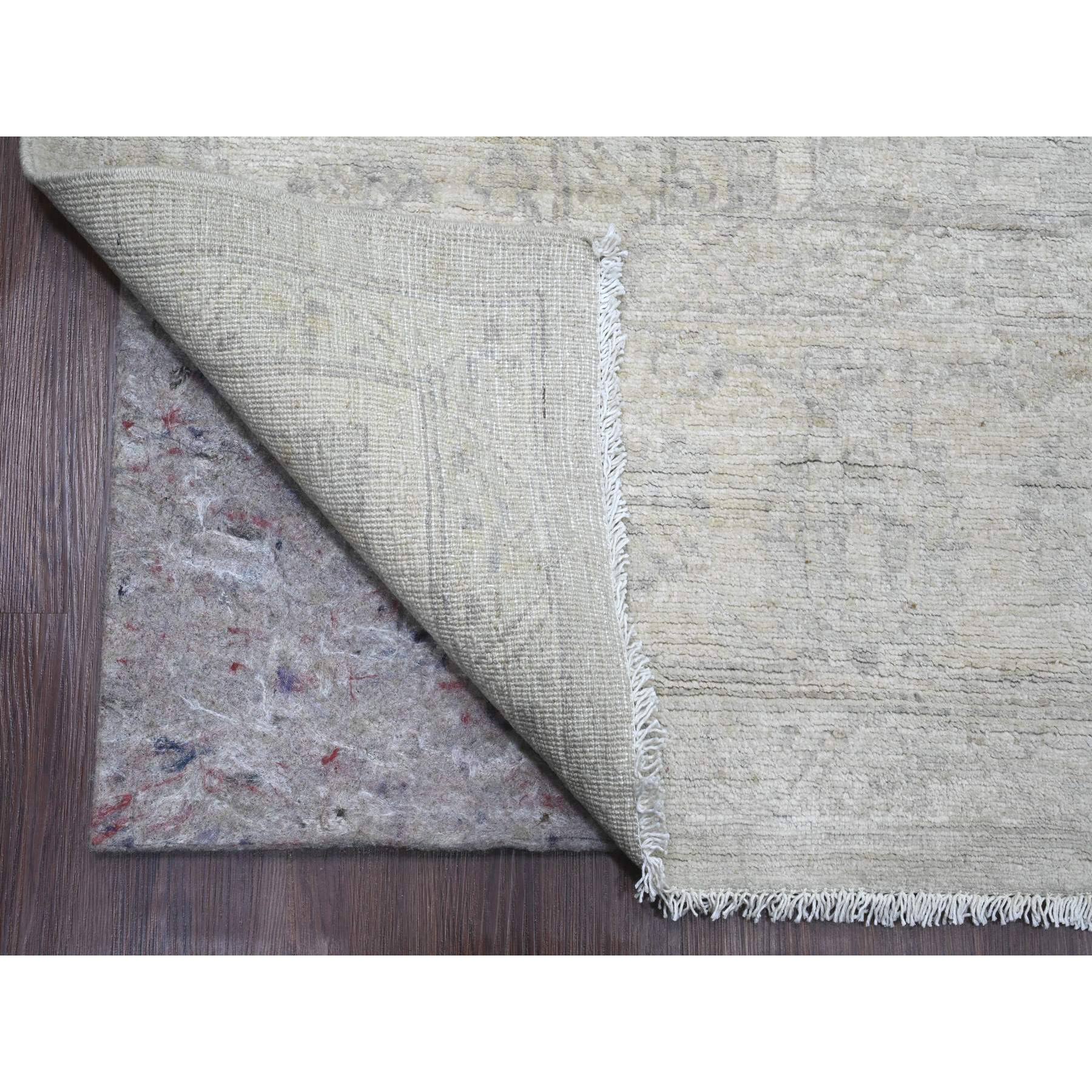 9'x11'3" Stone Gray, Washed Out Peshawar with Faded Out Leaf Design, Natural Dyes, 100% Wool, Hand Knotted, Oriental Rug Sh20555