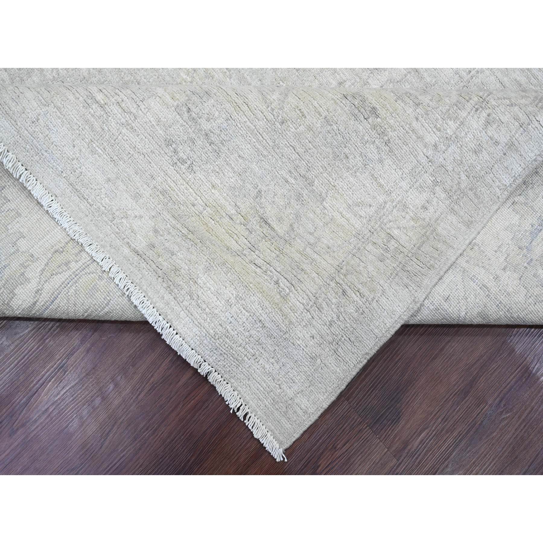 9'x11'3" Stone Gray, Washed Out Peshawar with Faded Out Leaf Design, Natural Dyes, 100% Wool, Hand Knotted, Oriental Rug Sh20555