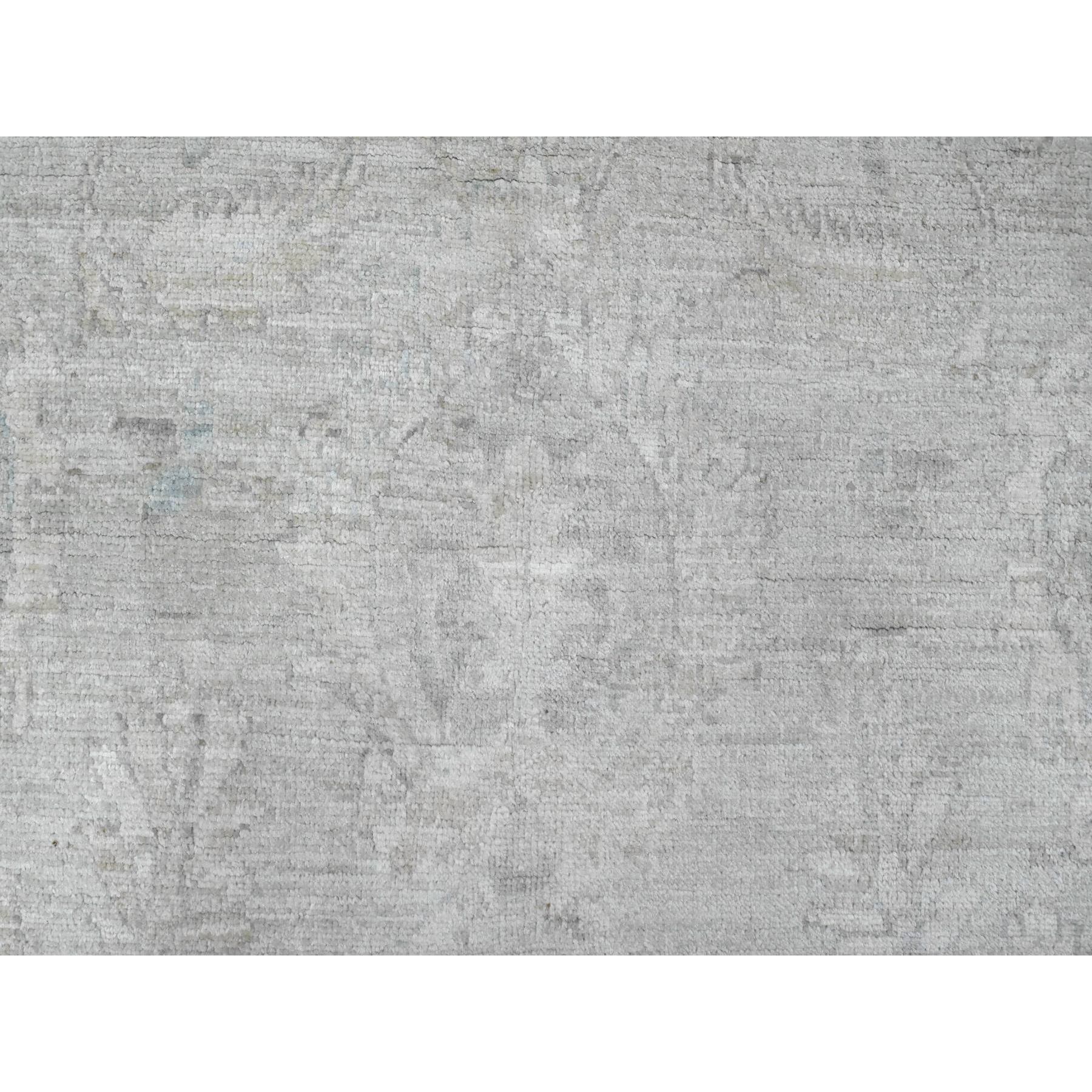 9'x11'3" Stone Gray, Washed Out Peshawar with Faded Out Leaf Design, Natural Dyes, 100% Wool, Hand Knotted, Oriental Rug Sh20555