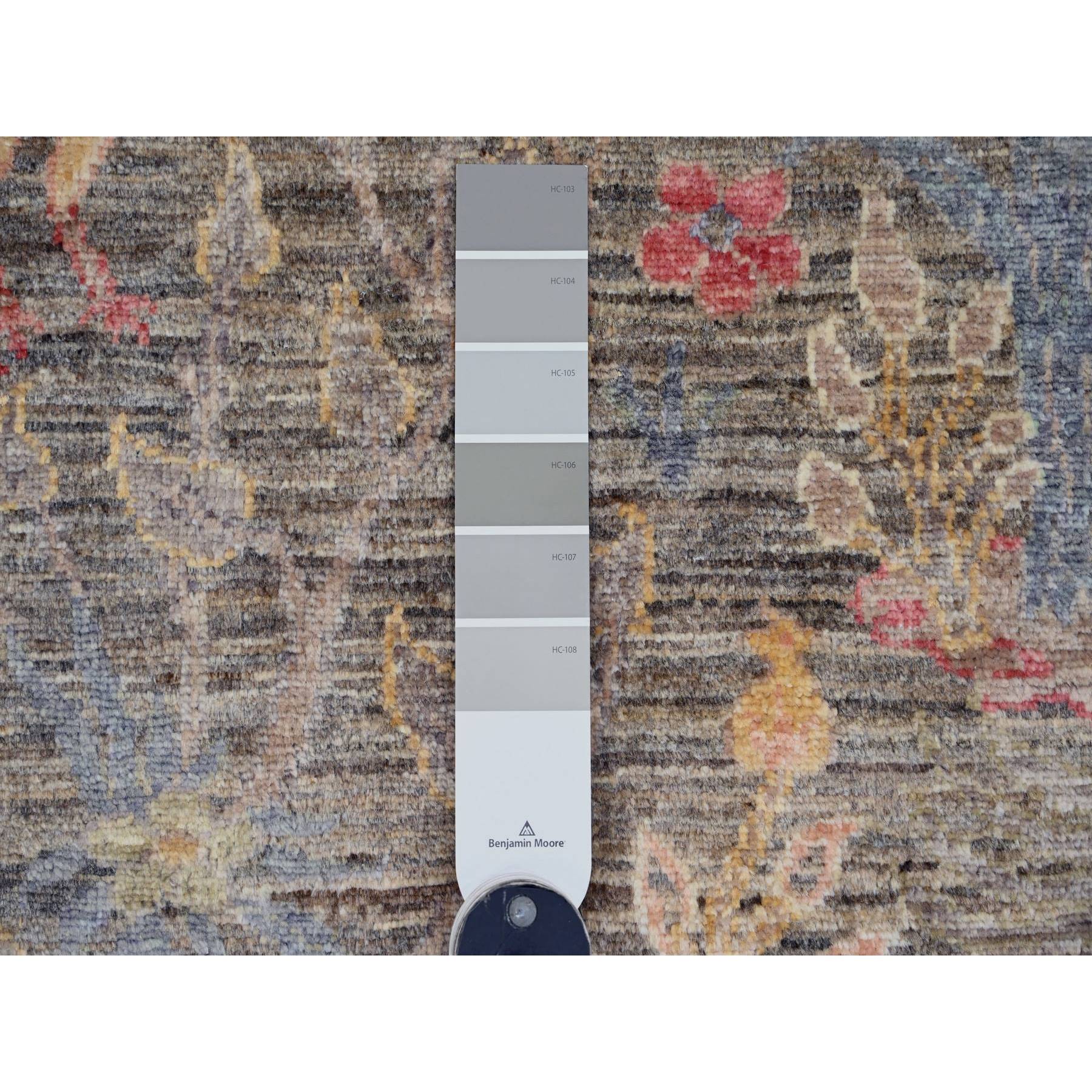 12'x15'5" Sonic Gray, Afghan Peshawar with Birds of Paradise Design, Hand Knotted, Soft and Velvety Wool, Natural Dyes, Oversized, Oriental Rug Sh20557