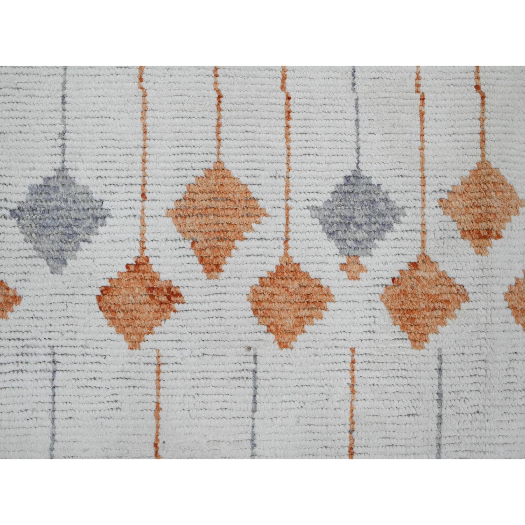 12'5"x15'2" Alabaster White, Moroccan Weave with Flying Kite Design, Tone on Tone, Soft Wool, Hand Knotted, Textured Pile, Oversized, Oriental Rug Sh20560