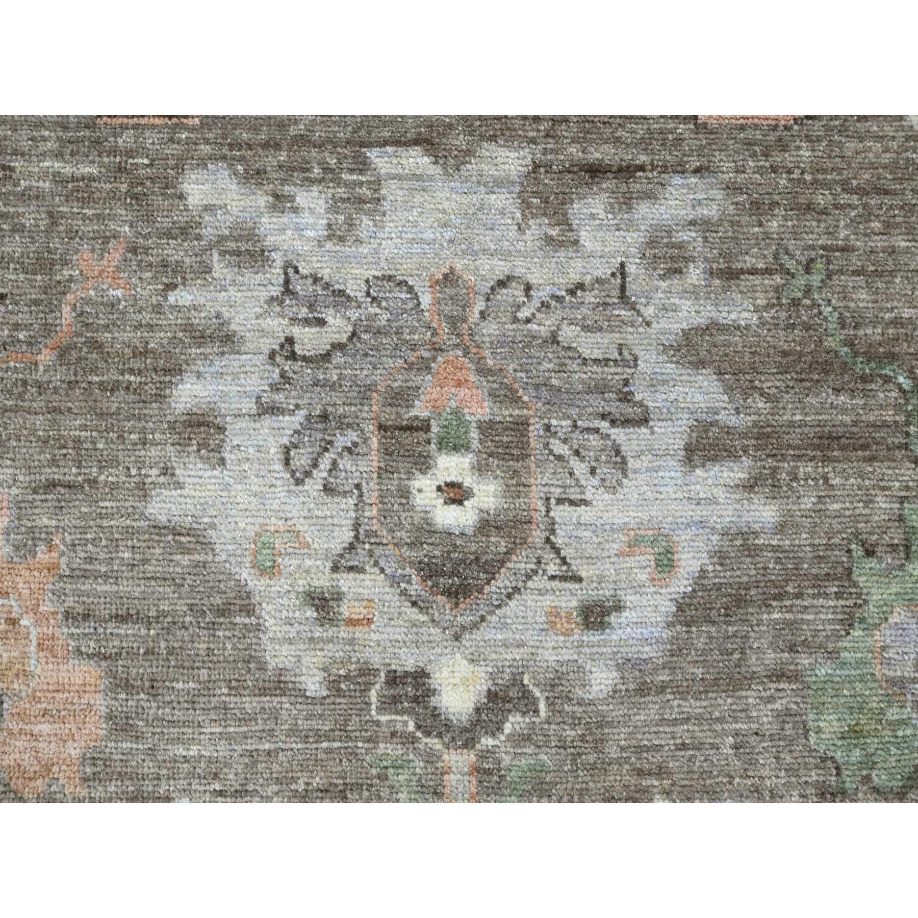 7'7"x9'6" Mocha Brown, Hand Knotted, Afghan Angora Oushak with All Over Leaf Design, Vegetable Dyes, 100% Wool, Oriental Rug Sh20562