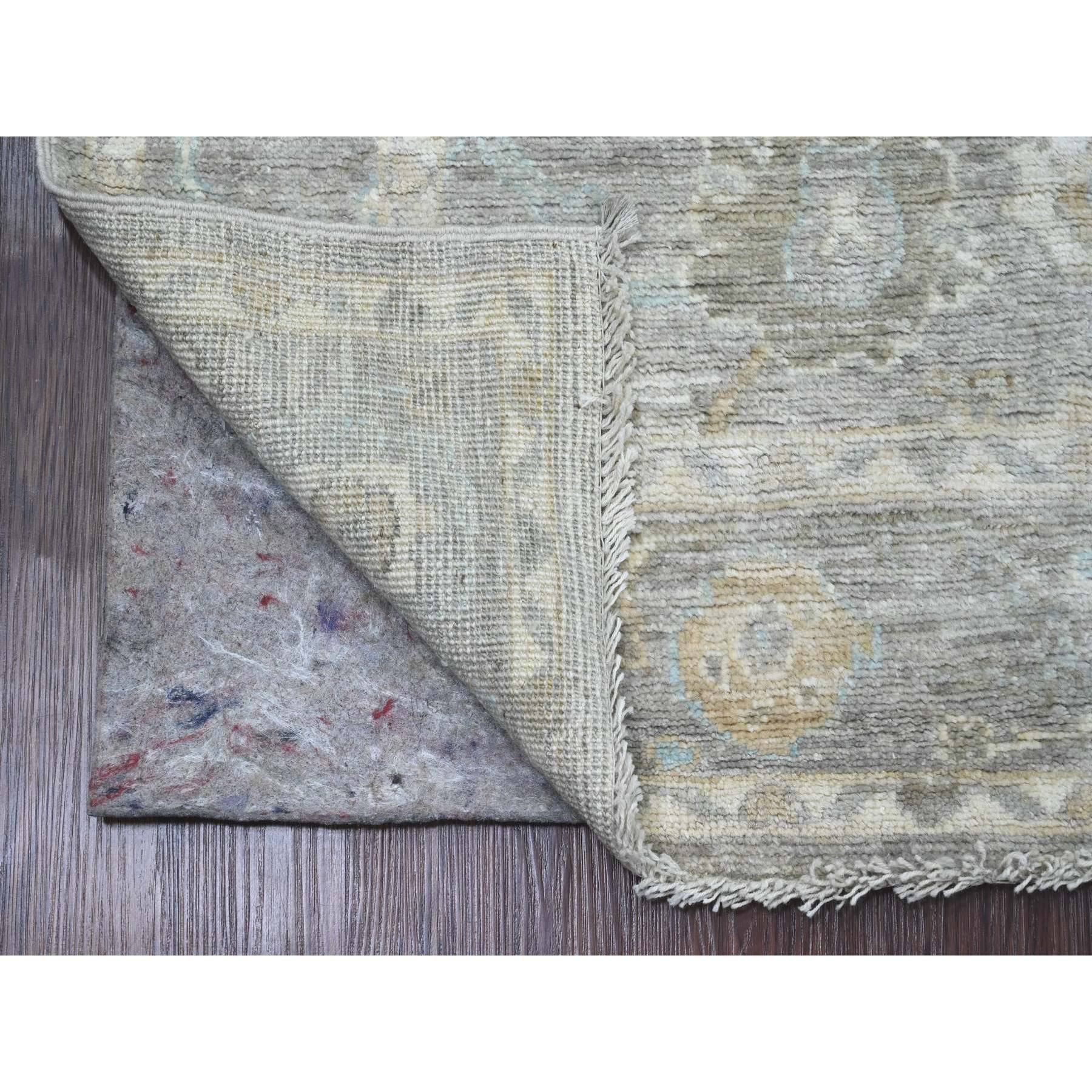 4'1"x5'10" Fossil Gray, Hand Knotted, Afghan Angora Oushak with All Over Design, Vegetable Dyes, 100% Wool, Oriental Rug Sh20567