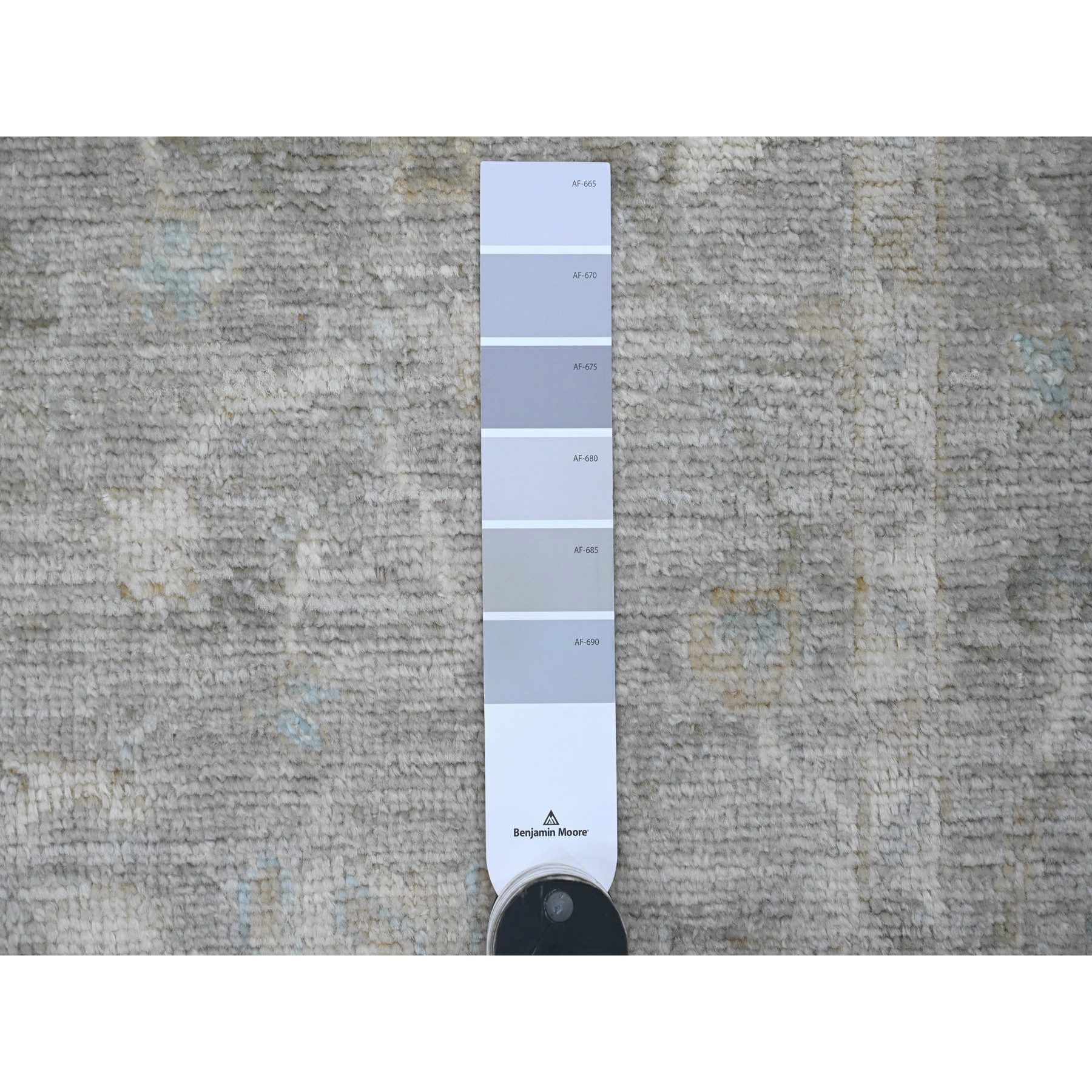 4'1"x5'10" Fossil Gray, Hand Knotted, Afghan Angora Oushak with All Over Design, Vegetable Dyes, 100% Wool, Oriental Rug Sh20567