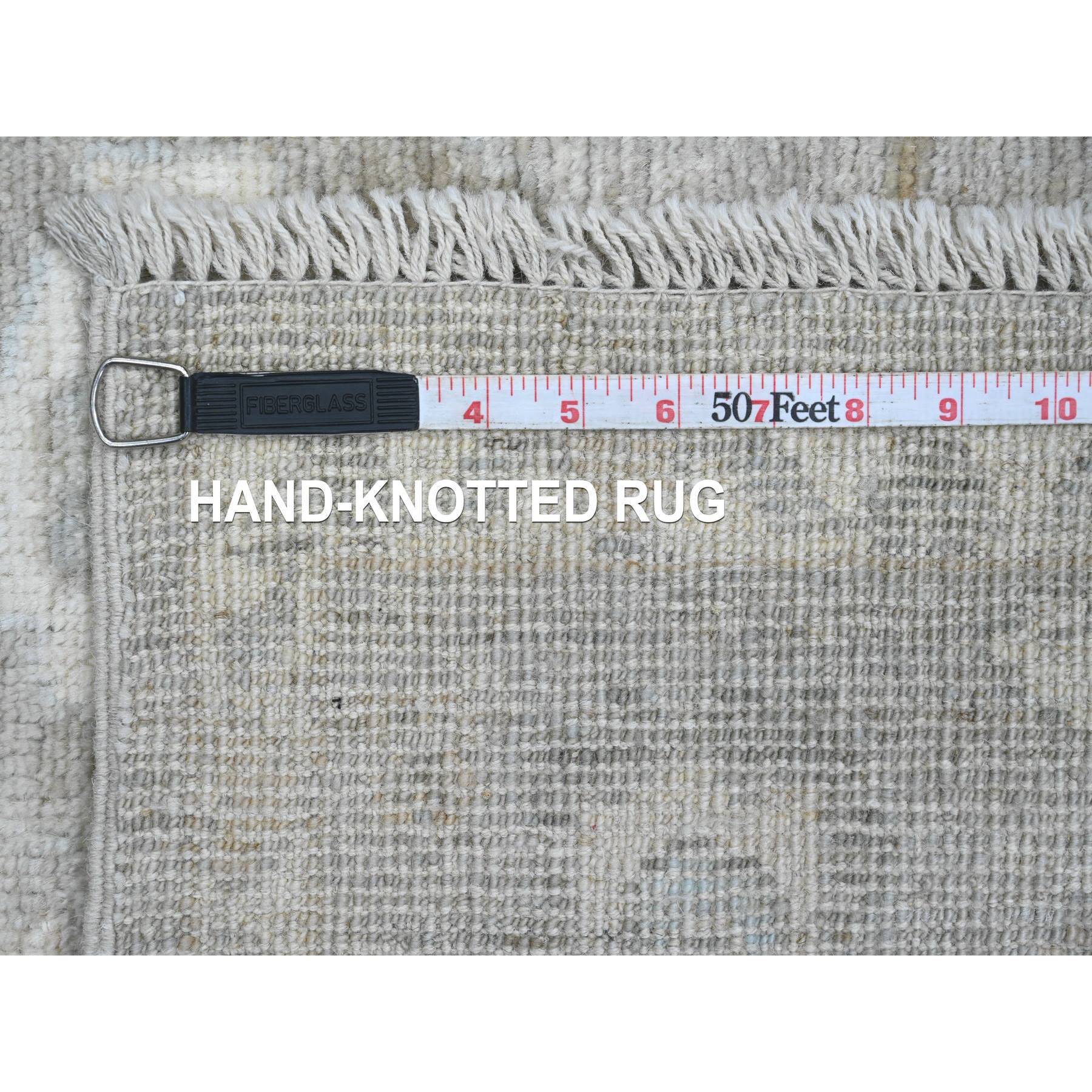 4'1"x5'10" Fossil Gray, Hand Knotted, Afghan Angora Oushak with All Over Design, Vegetable Dyes, 100% Wool, Oriental Rug Sh20567