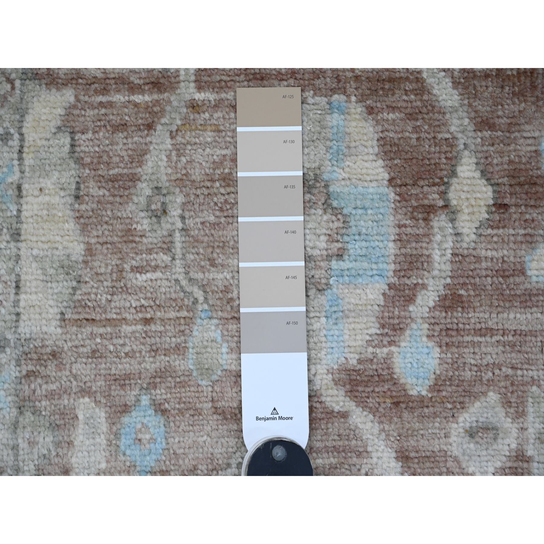 2'10"x5'10" Cedar Brown, Afghan Angora Oushak with Leaf Design, Hand Knotted, Veggie Dyes, 100% Wool, Short Runner, Oriental Rug Sh20572