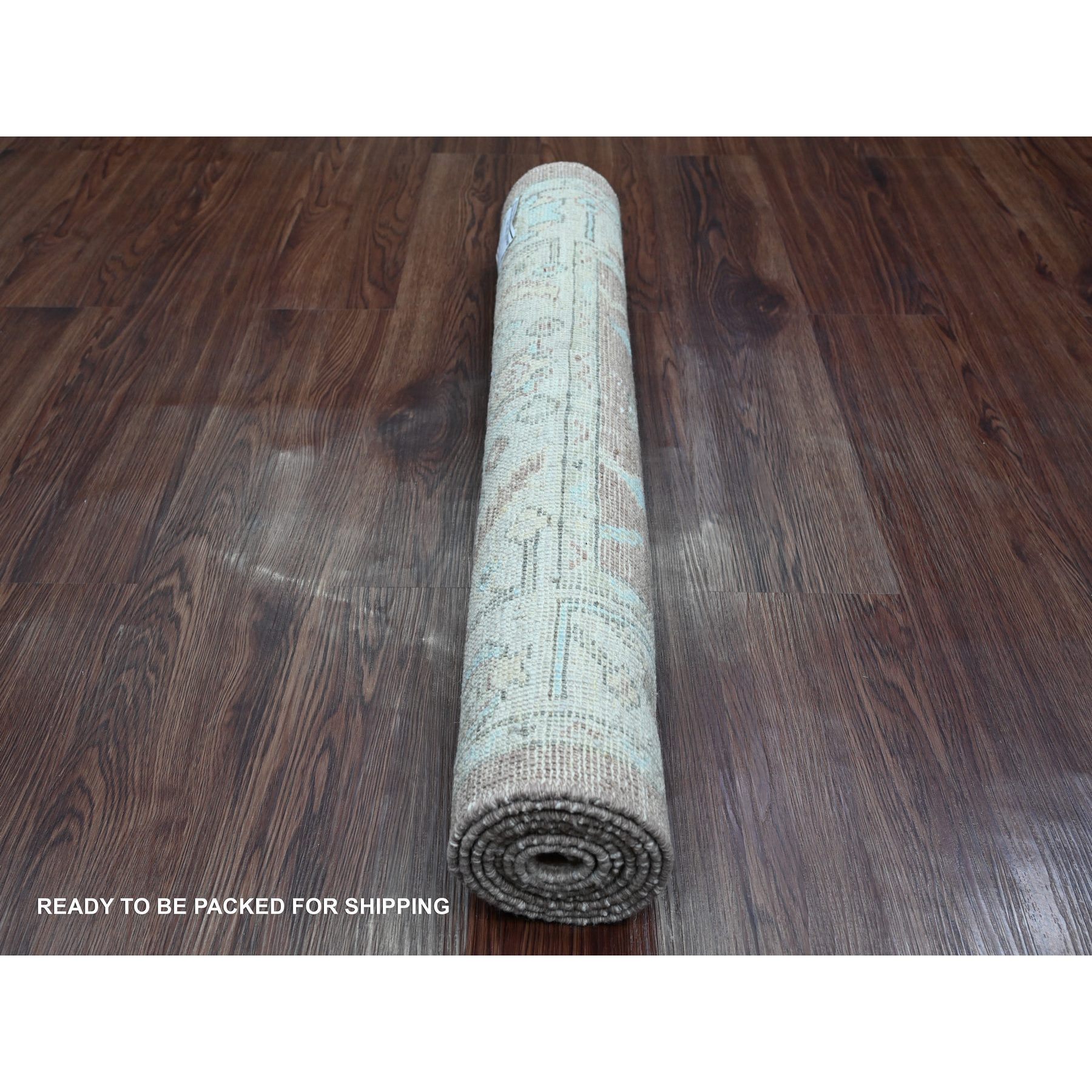 2'10"x5'10" Cedar Brown, Afghan Angora Oushak with Leaf Design, Hand Knotted, Veggie Dyes, 100% Wool, Short Runner, Oriental Rug Sh20572
