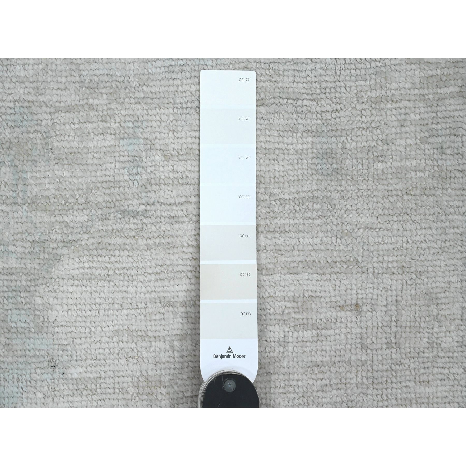 2'7"x7'9" Bone White, Afghan Angora Oushak with Leaf Design, Hand Knotted, Vegetable Dyes, 100% Wool, Runner, Oriental Rug Sh20588